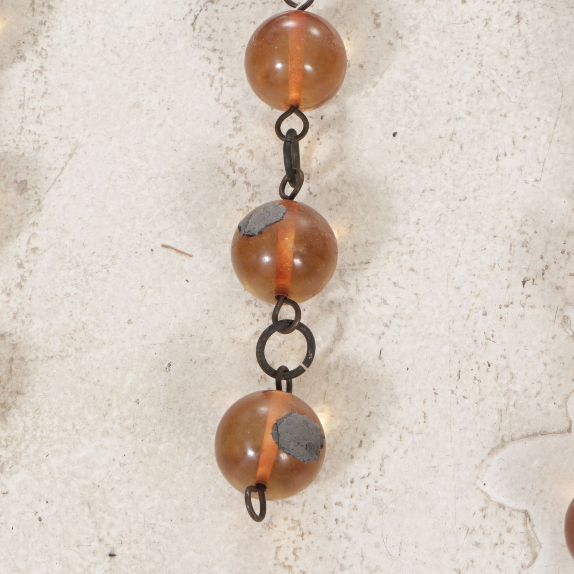 Neoclassical Faux Leather and Lucite Fringed Tapestry