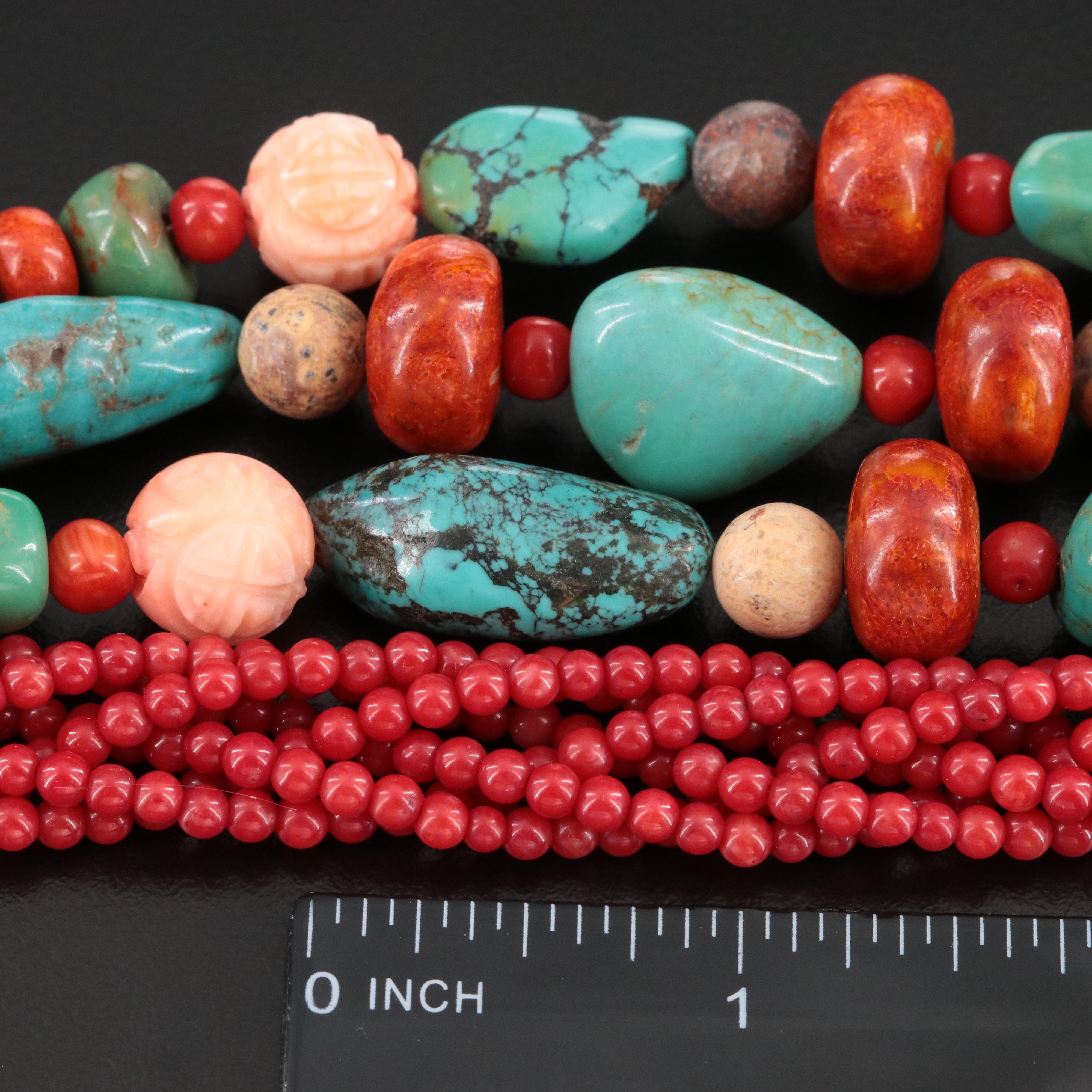 Desert Rose Trading Turquoise, Coral and Jasper Tiered Necklace