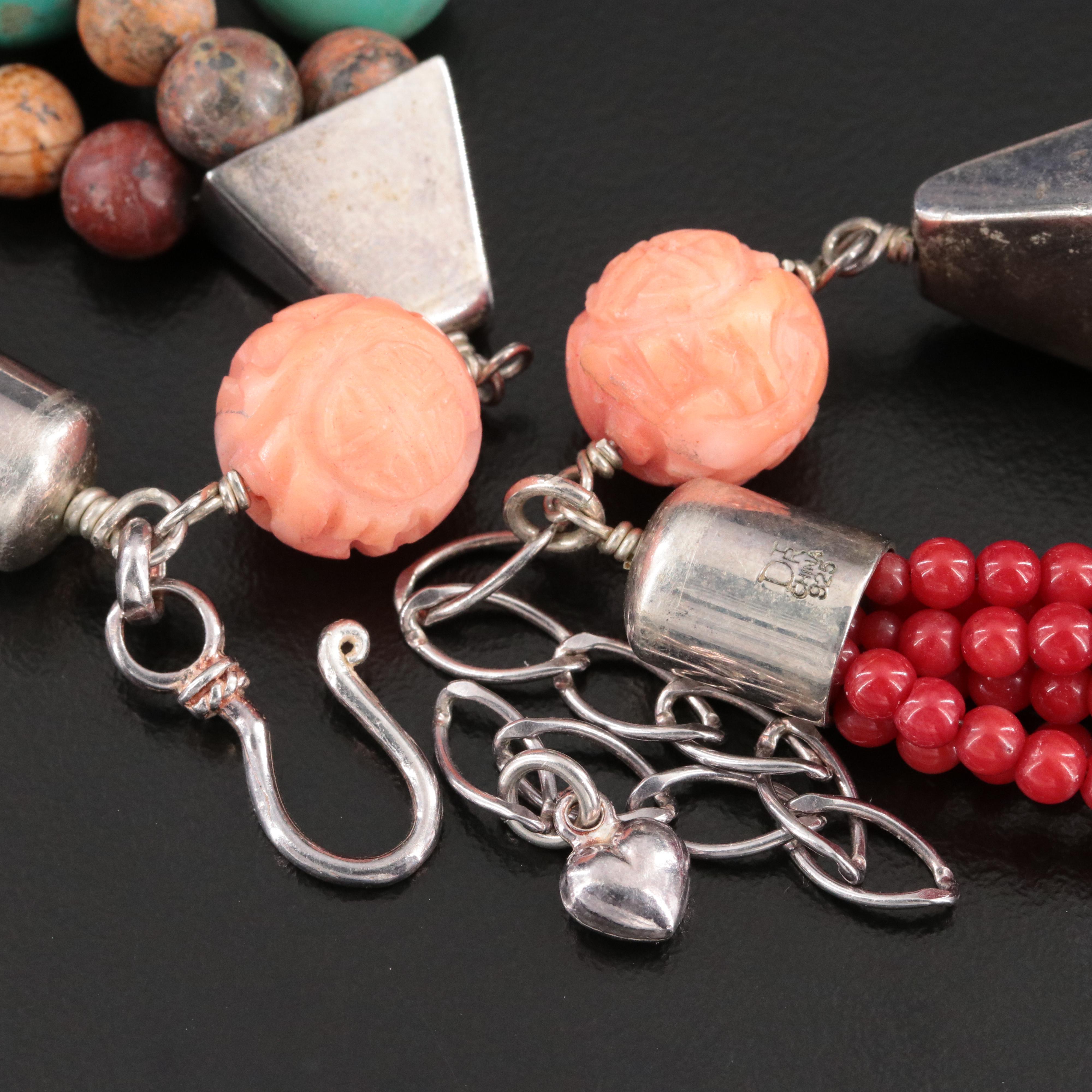 Desert Rose Trading Turquoise, Coral and Jasper Tiered Necklace