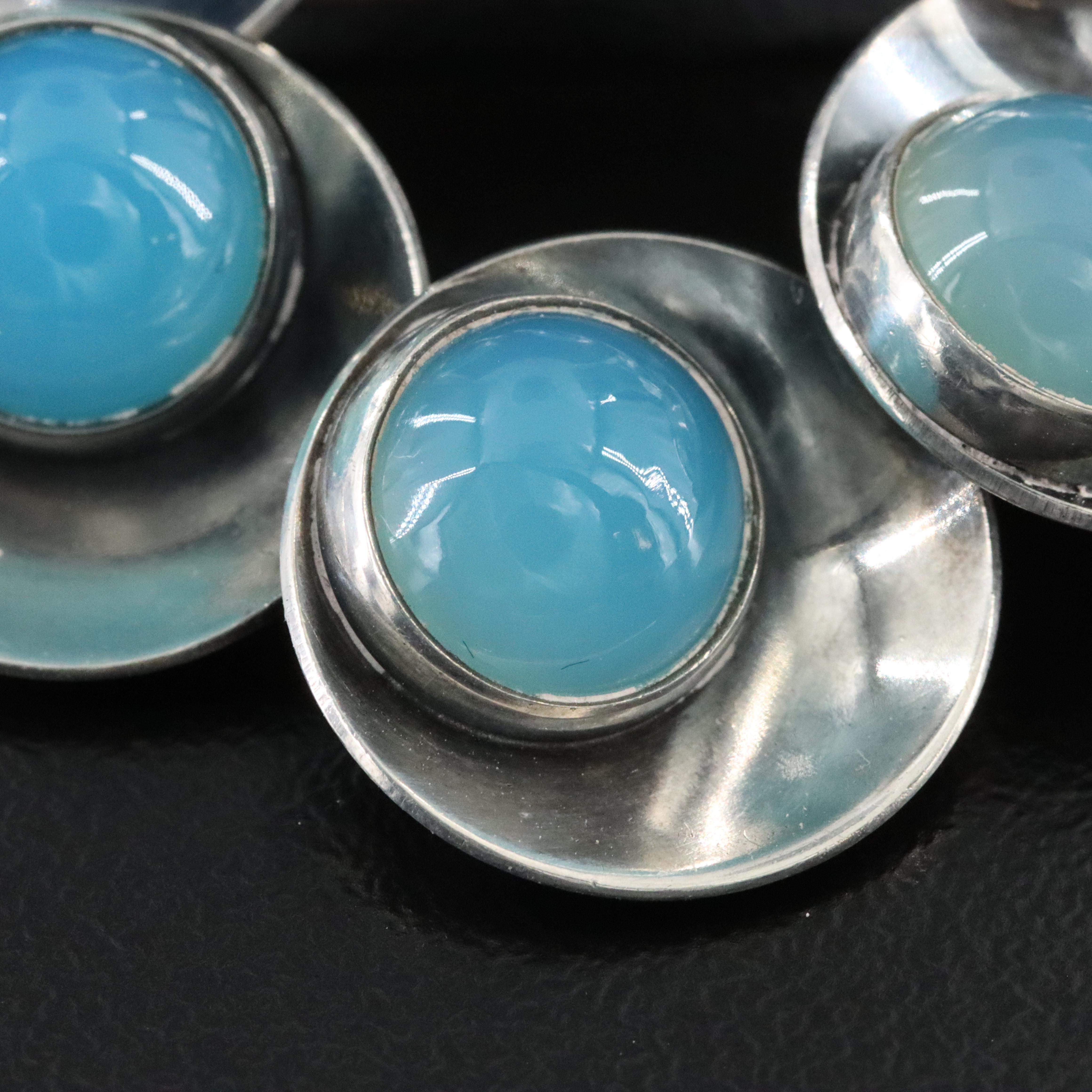 Scandinavian Modernist Niels Erik From Sterling Chalcedony Brooch