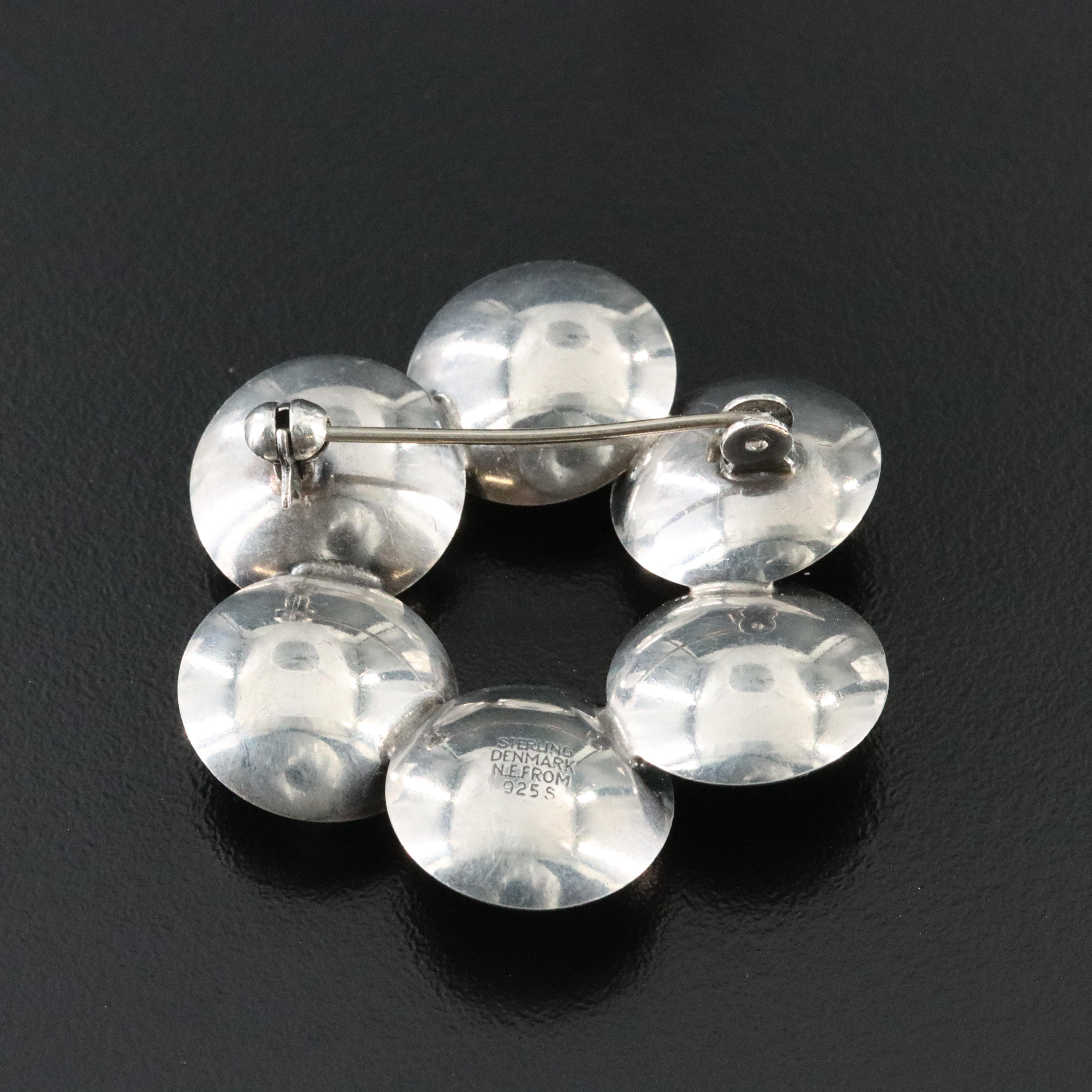 Scandinavian Modernist Niels Erik From Sterling Chalcedony Brooch