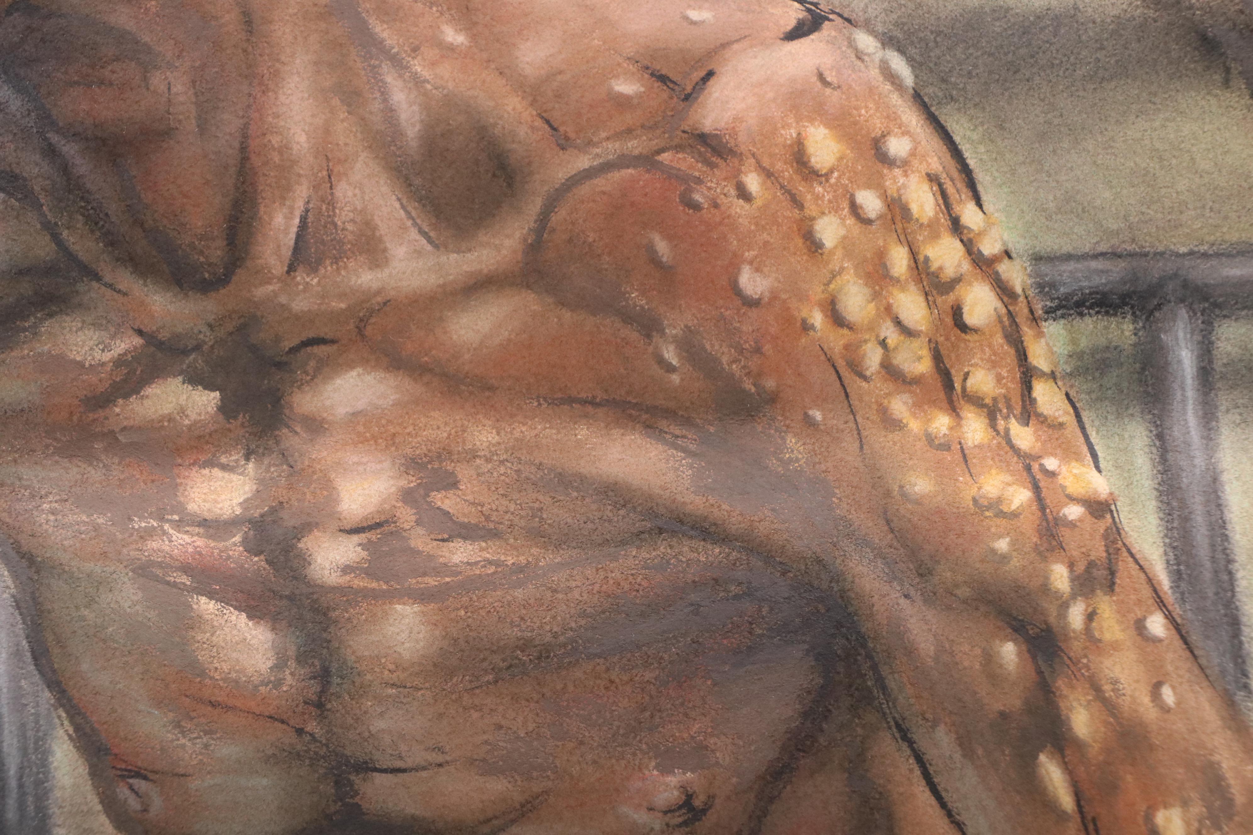 Ben Farrell Horror Genre Chalk Pastel Drawing of Infected Man with Baby, 2013