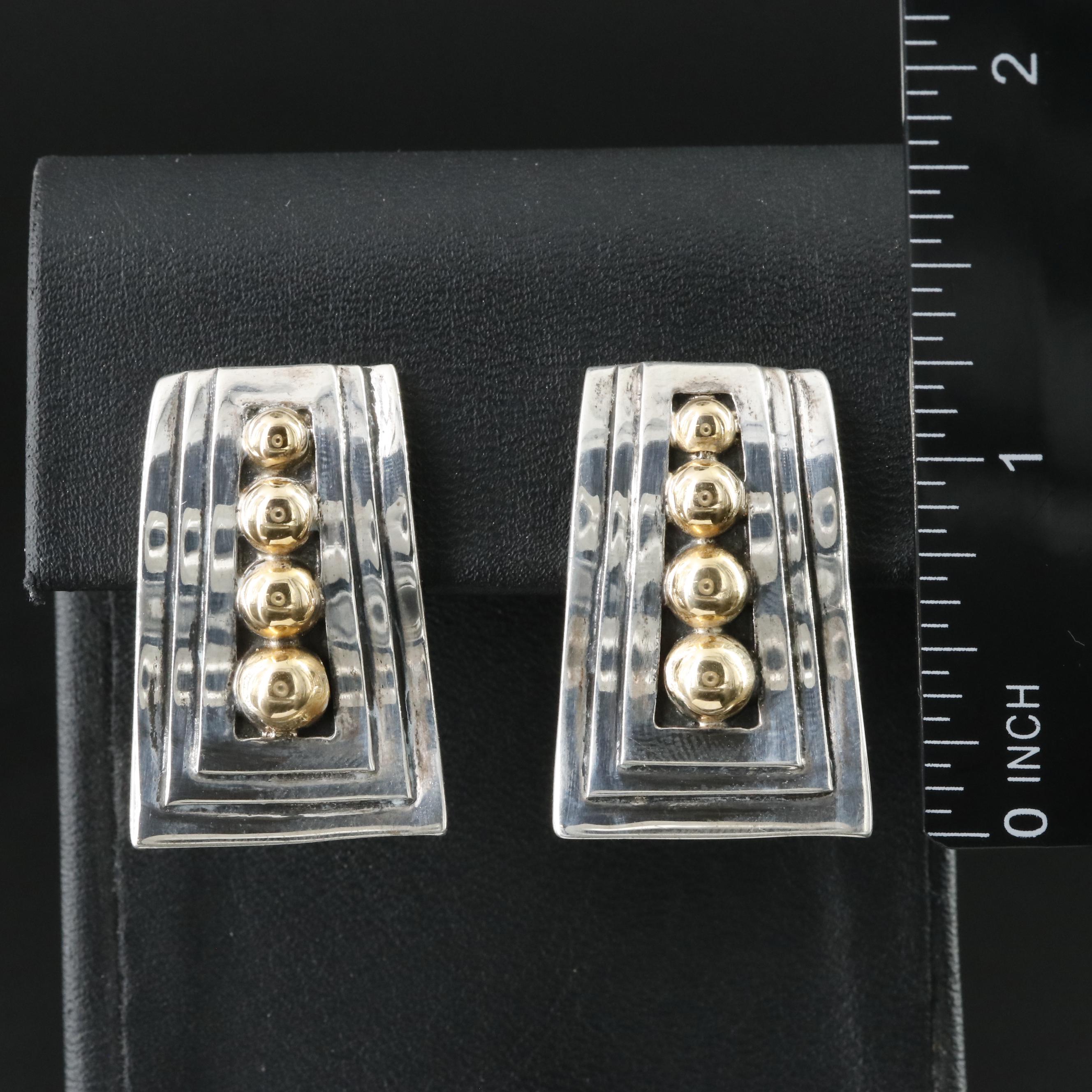 Pat Areias "Mexican Style" Sterling Earrings with 18K Accents