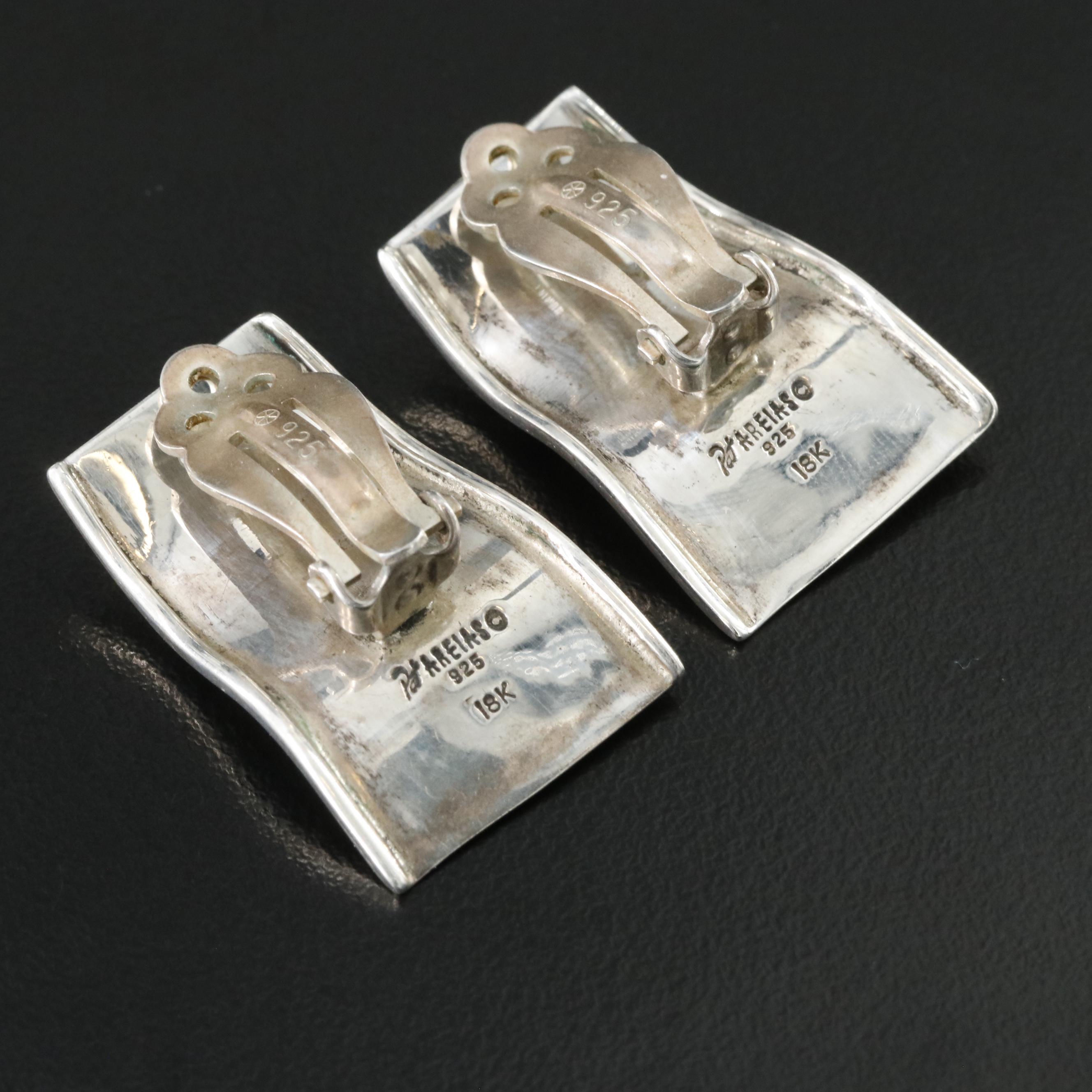 Pat Areias "Mexican Style" Sterling Earrings with 18K Accents