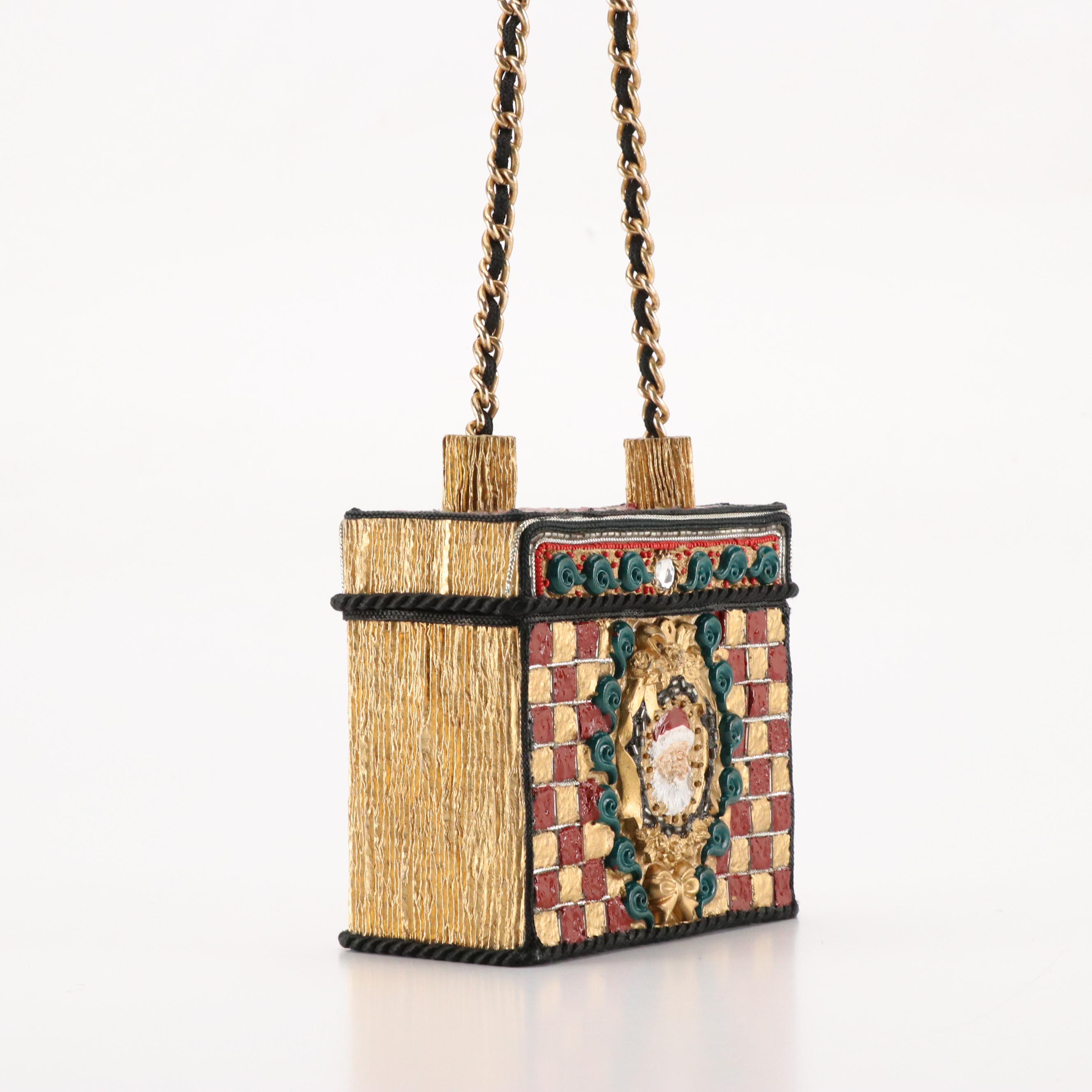 Christmas Themed Box Purse in Découpage Acacia Wood