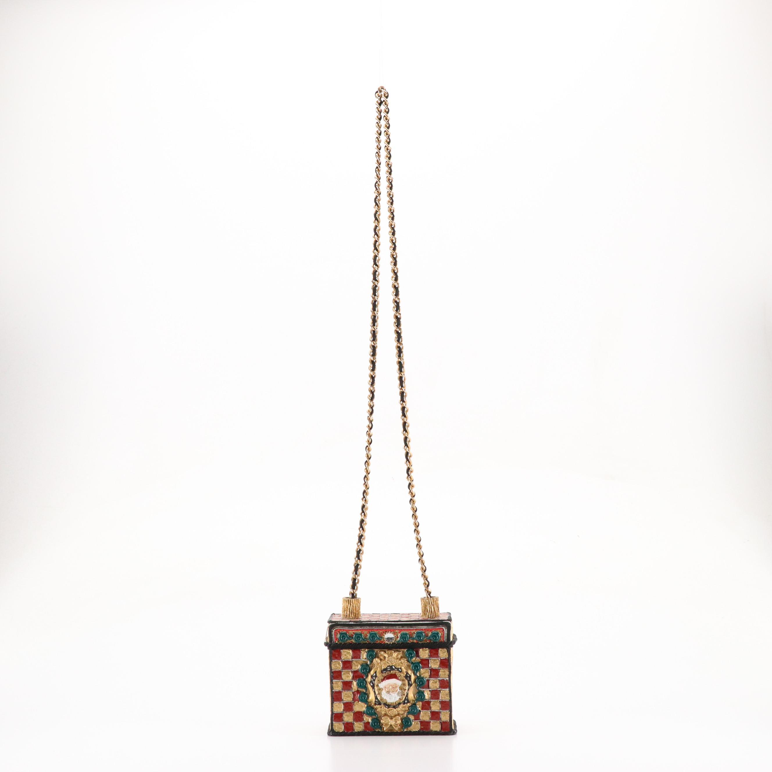 Christmas Themed Box Purse in Découpage Acacia Wood