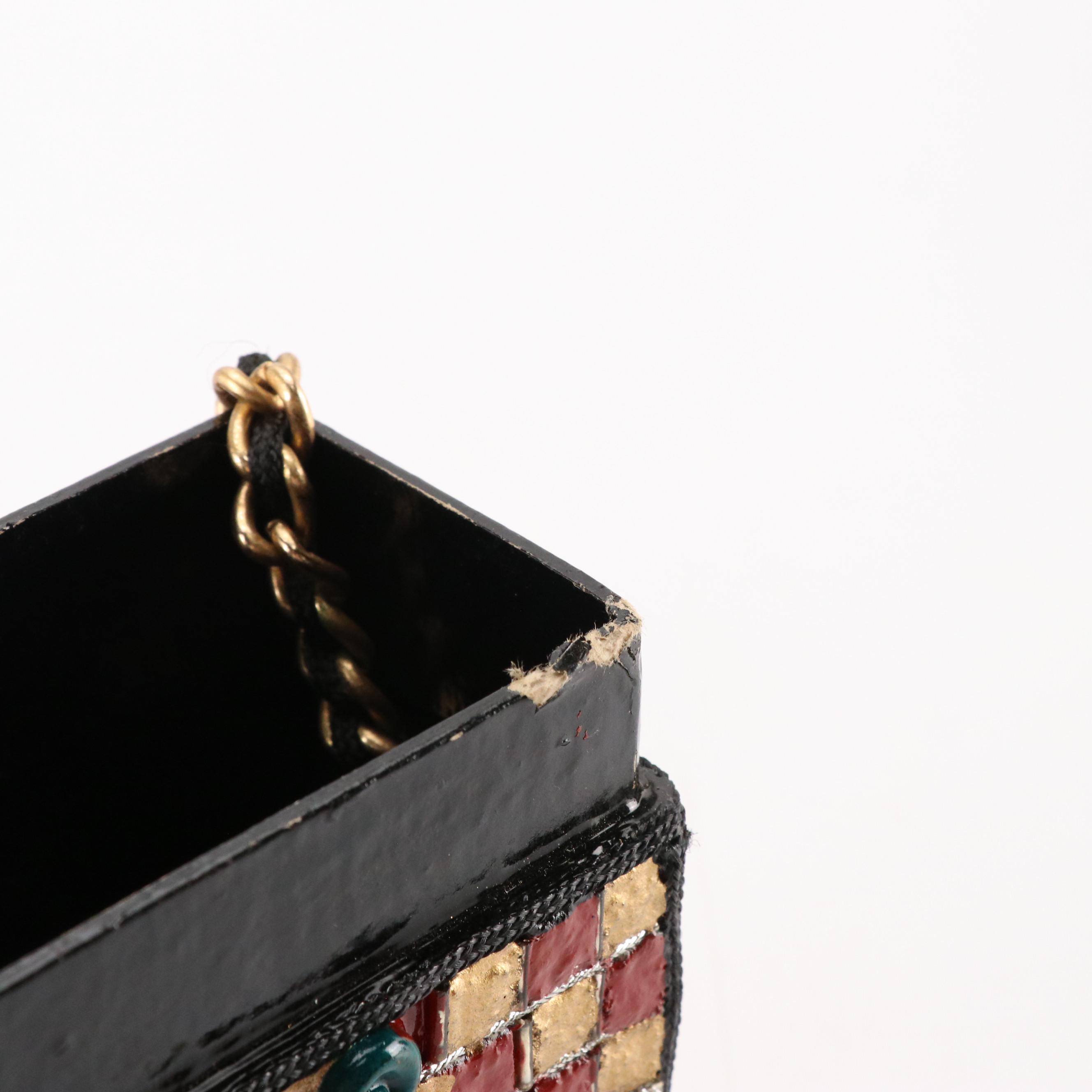 Christmas Themed Box Purse in Découpage Acacia Wood