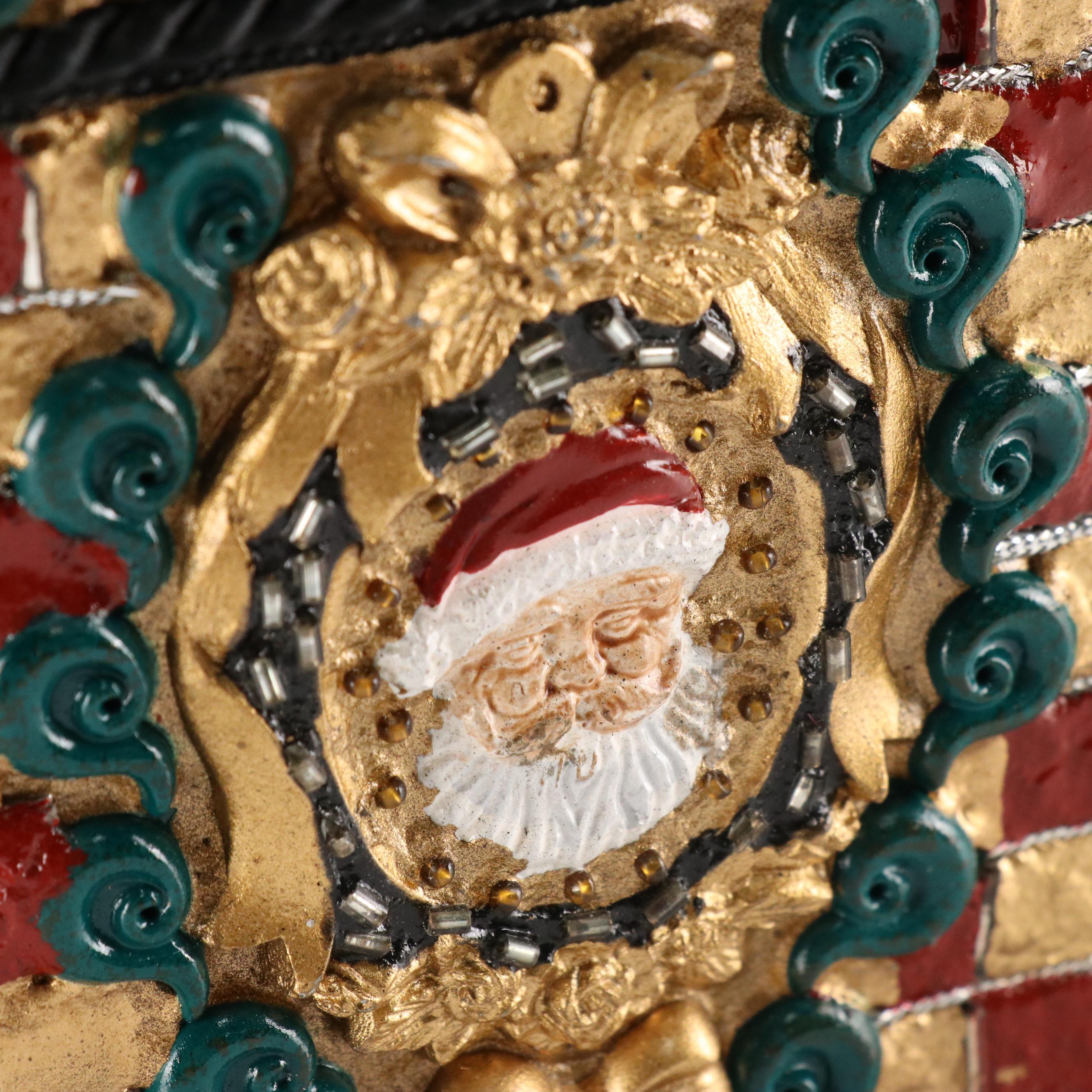 Christmas Themed Box Purse in Découpage Acacia Wood