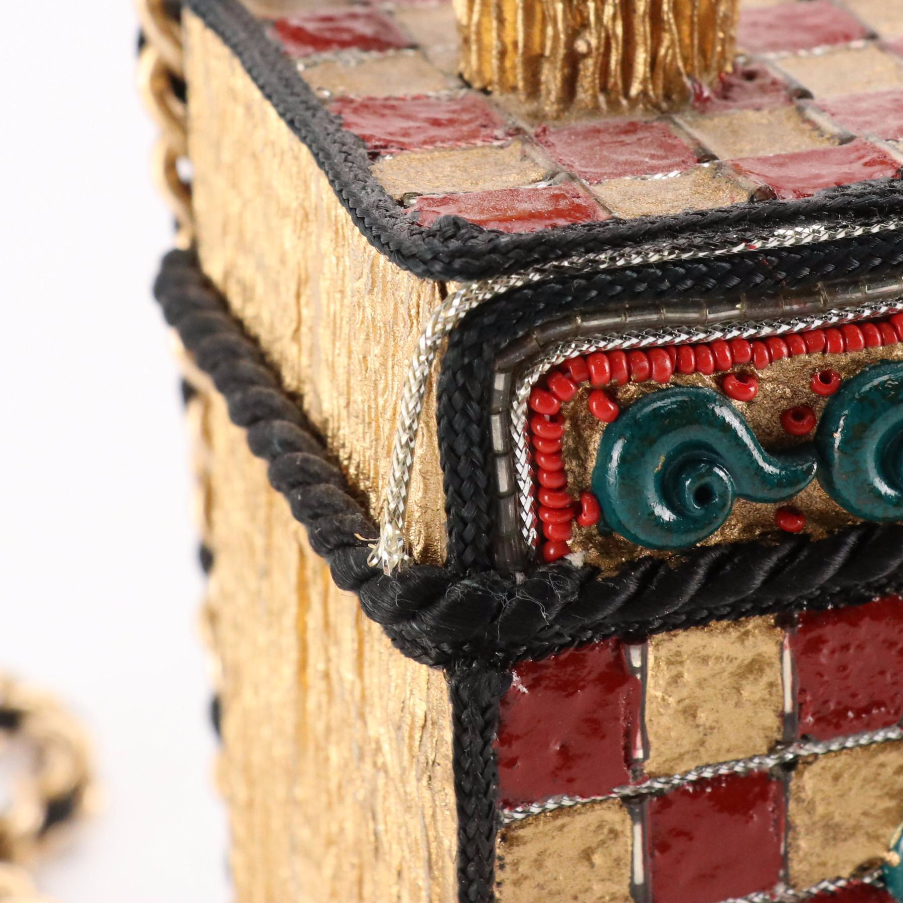 Christmas Themed Box Purse in Découpage Acacia Wood