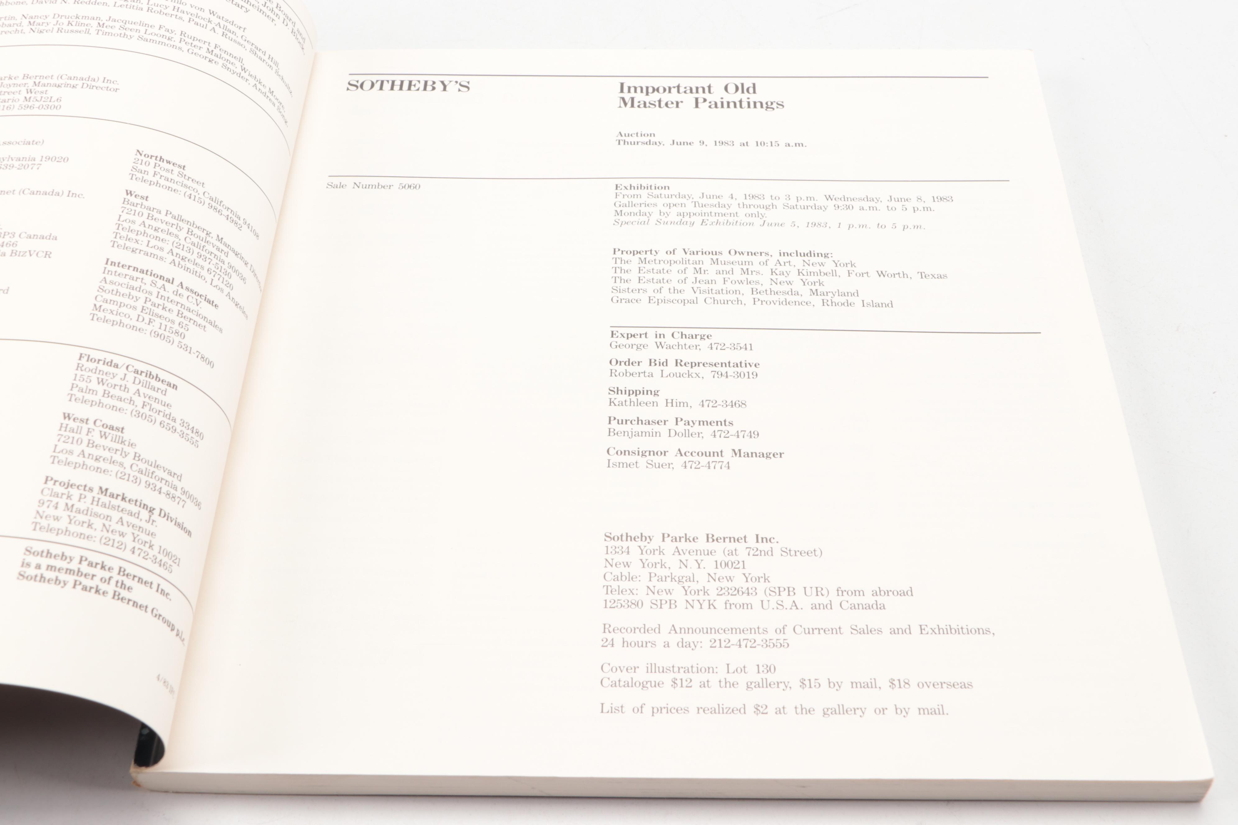 Sotheby's Old Master Paintings and Drawings Auction Catalogs, Late 20th C.