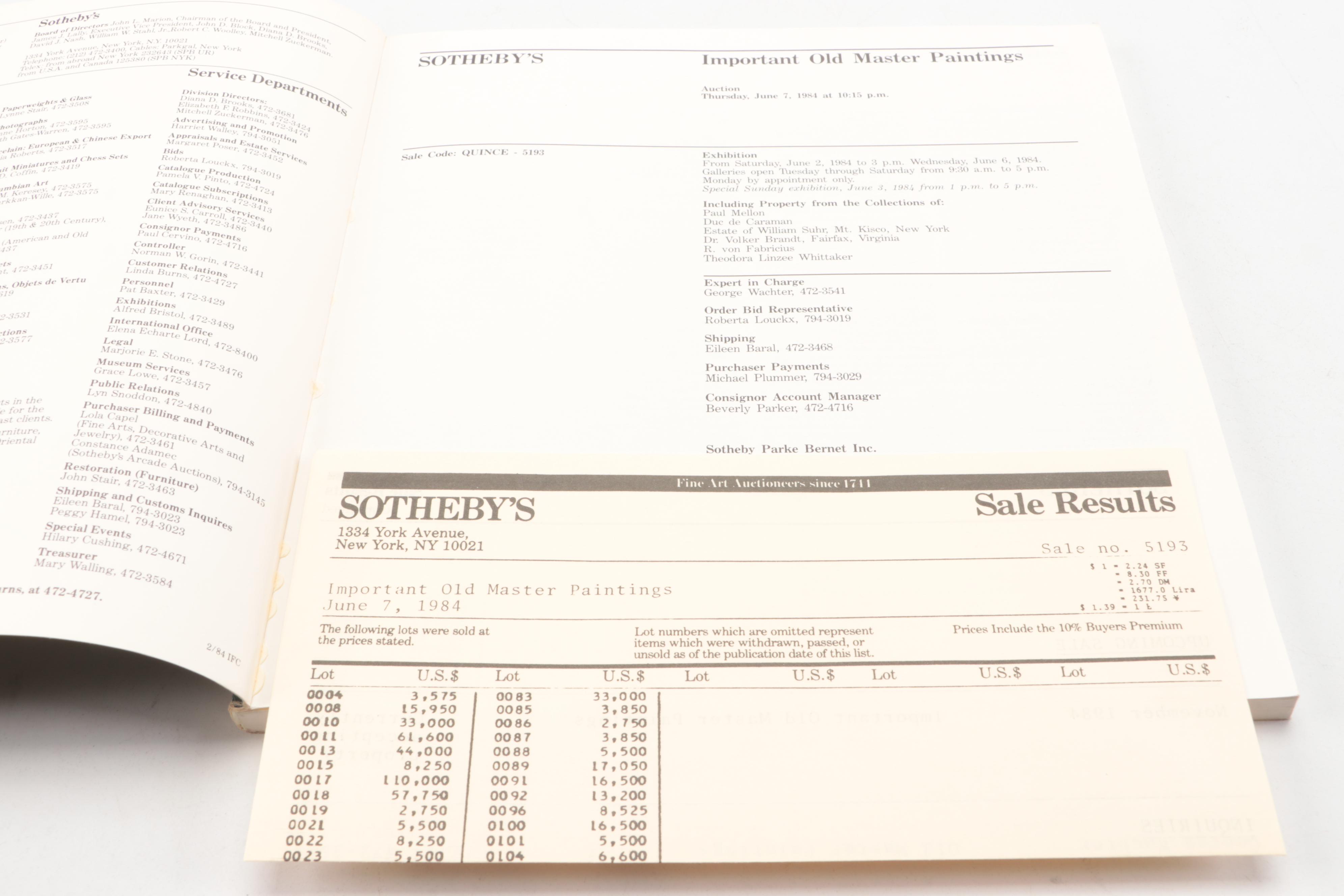 Sotheby's Old Master Paintings and Drawings Auction Catalogs, Late 20th C.