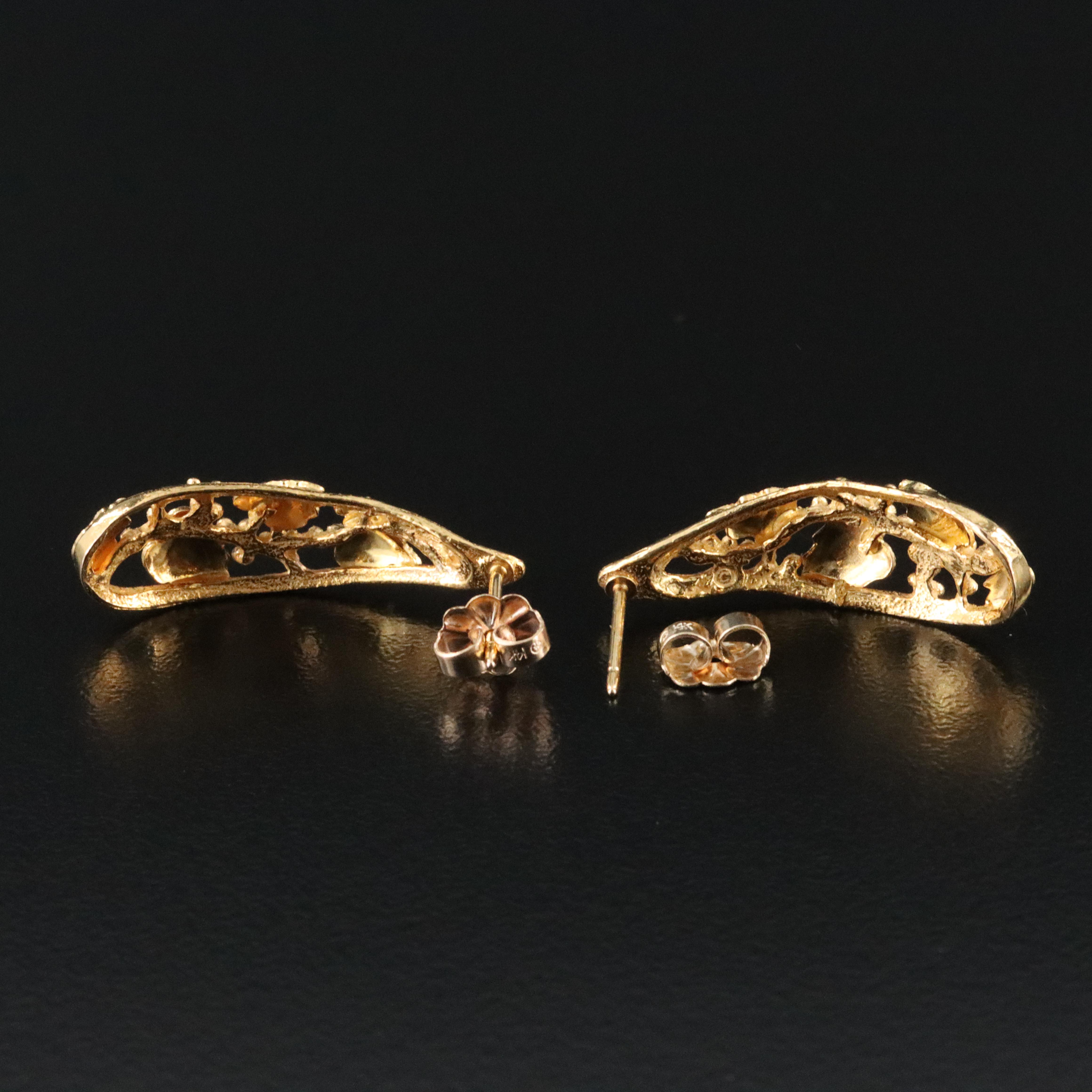 Landstrom's Black Hills Gold 10K Tri-Color Leaf Earrings