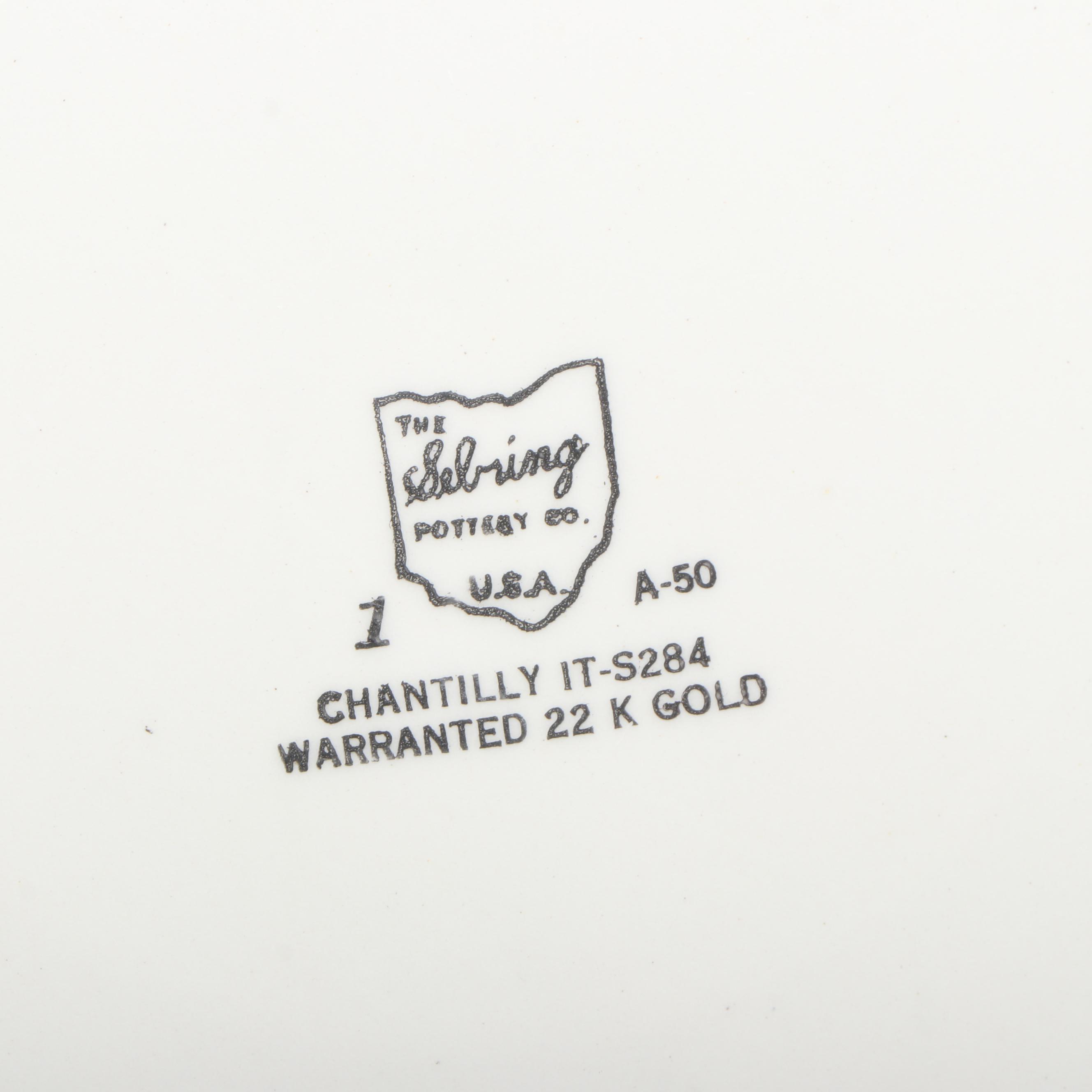 Sebring Pottery "Chantilly" and Sabin "Crest-O-Gold" with Other Gilt Table Décor