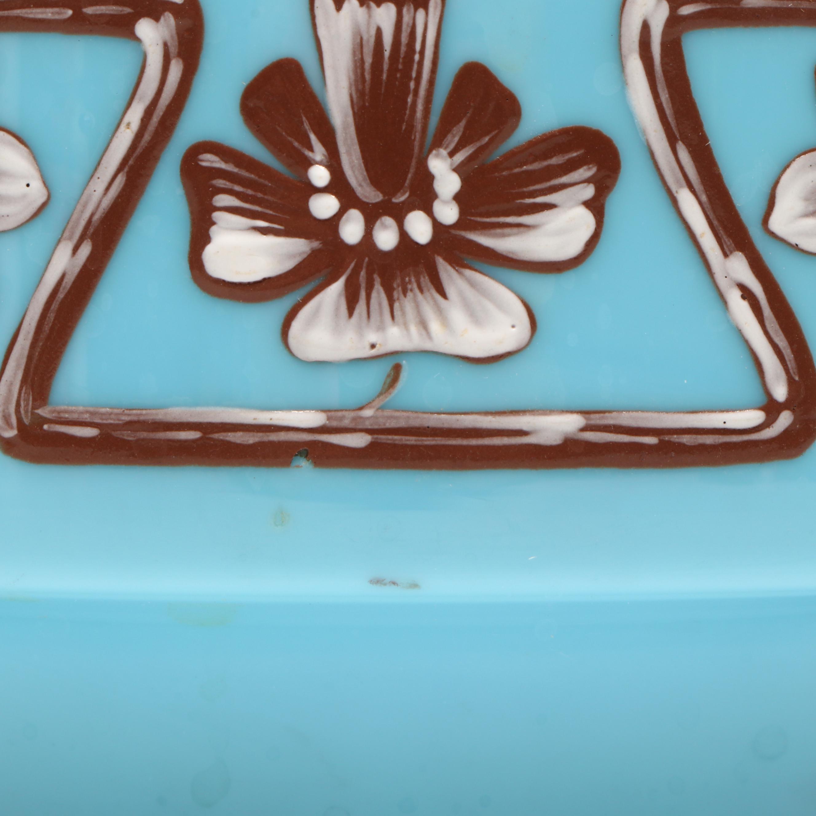 Victorian Hand-Painted Floral Blue Bristol Glass Vase