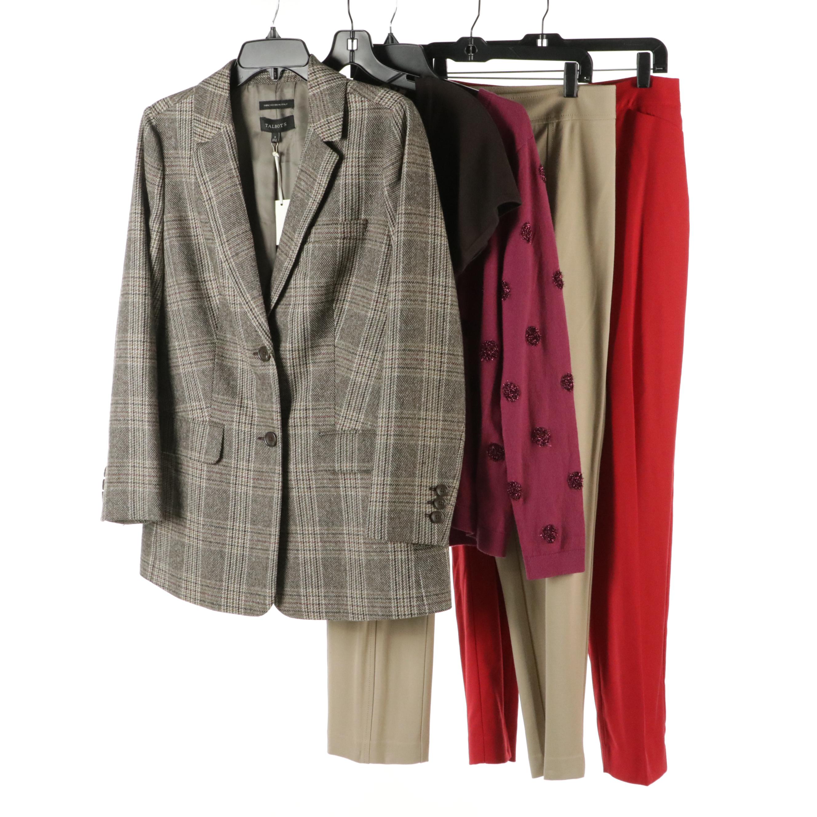 Talbots Lambswool Blend Metallic Polka Dot Sweater, Recycled Wool Blazer & More