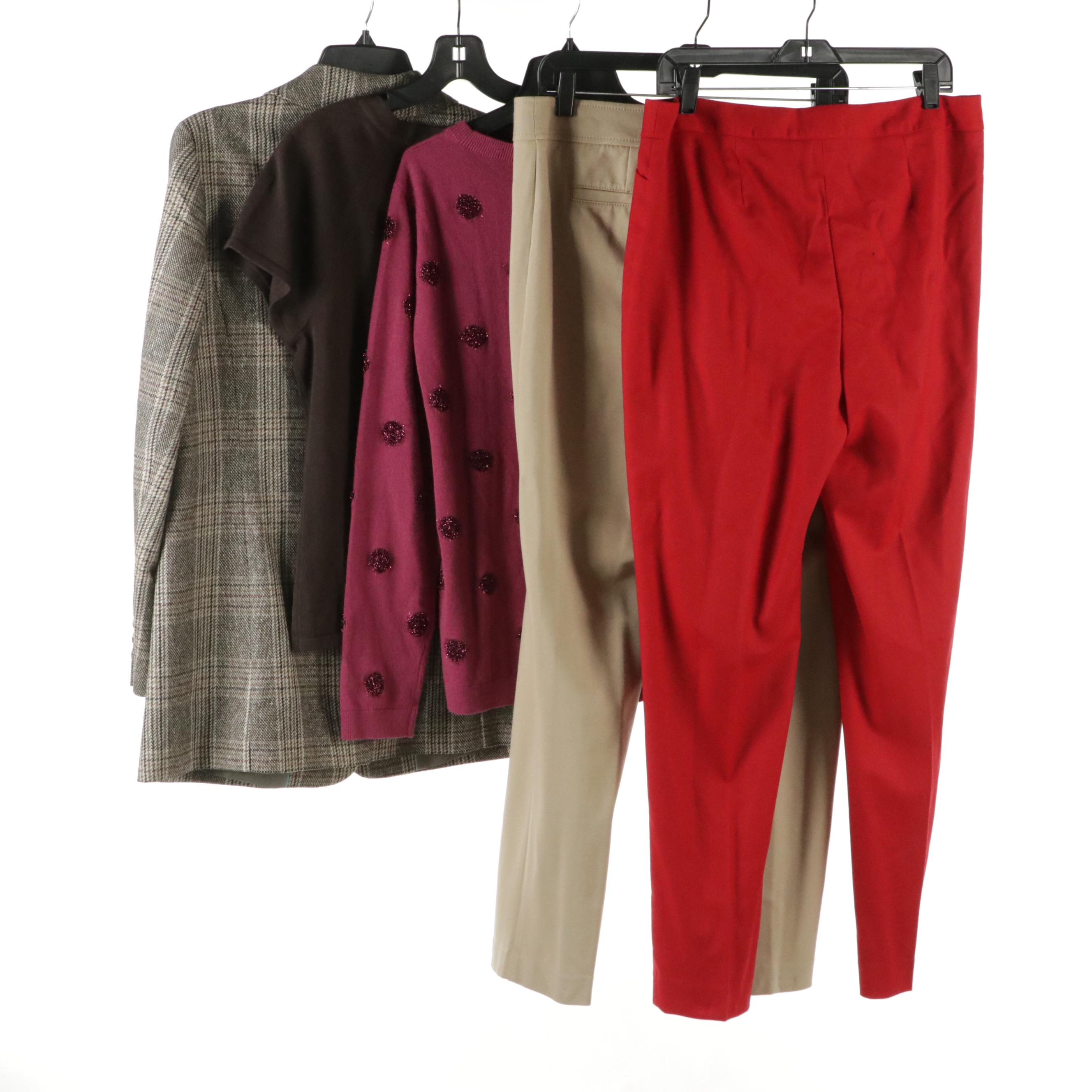 Talbots Lambswool Blend Metallic Polka Dot Sweater, Recycled Wool Blazer & More