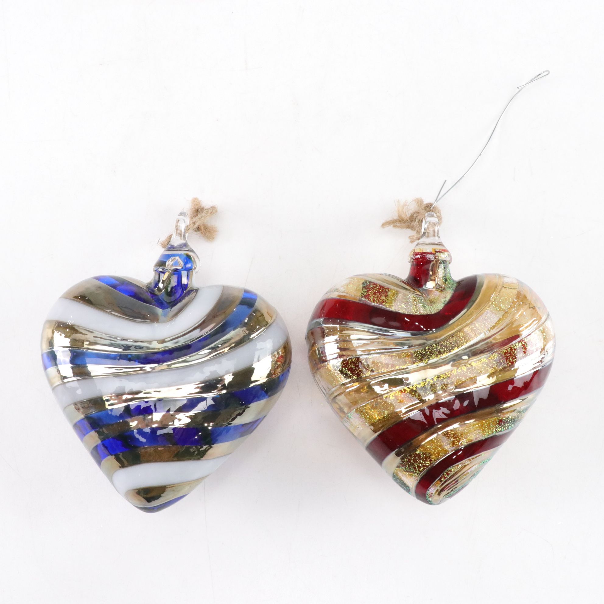 Six Hand-Crafted Art Glass Ornaments, 21st Century