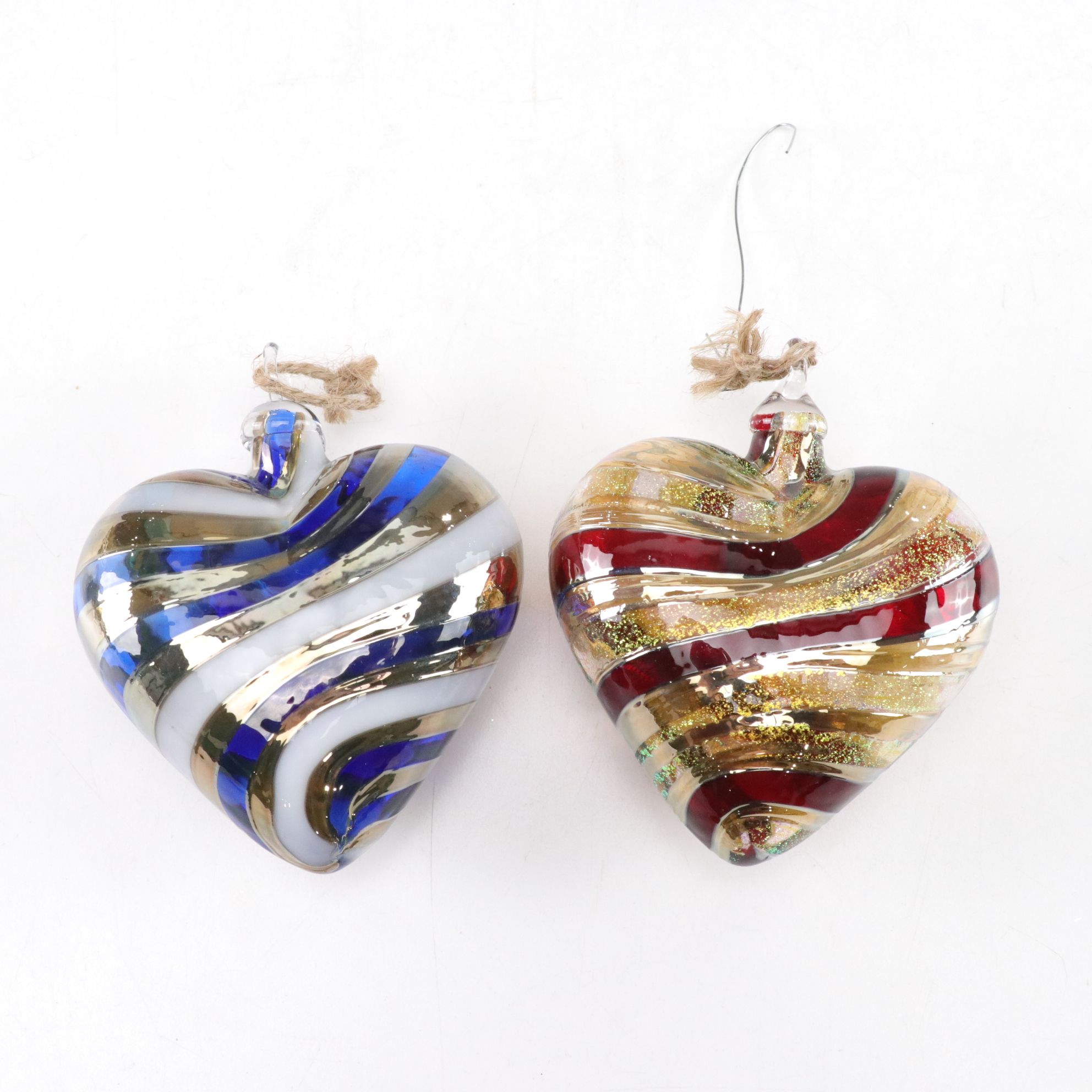 Six Hand-Crafted Art Glass Ornaments, 21st Century