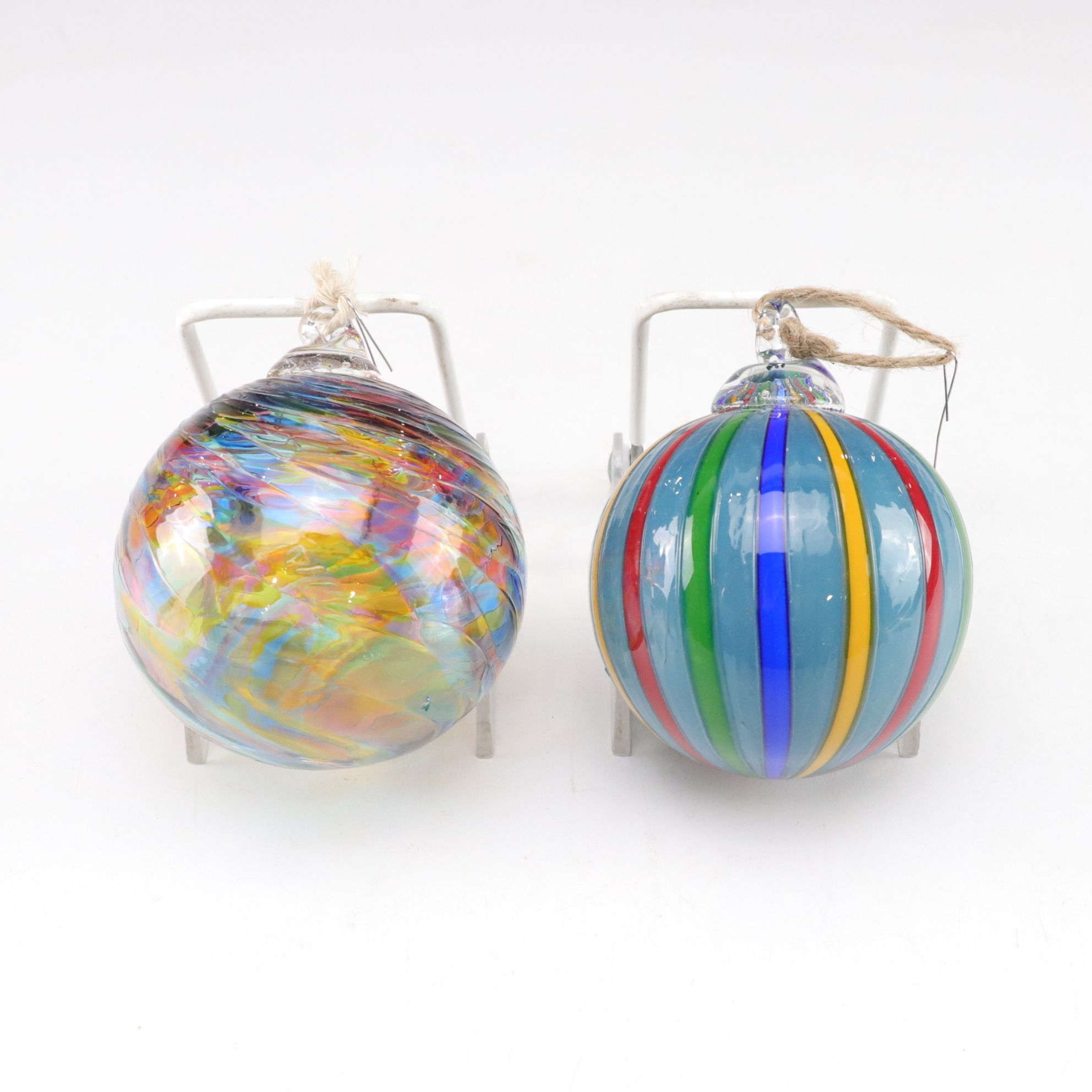 Six Hand-Crafted Art Glass Ornaments, 21st Century