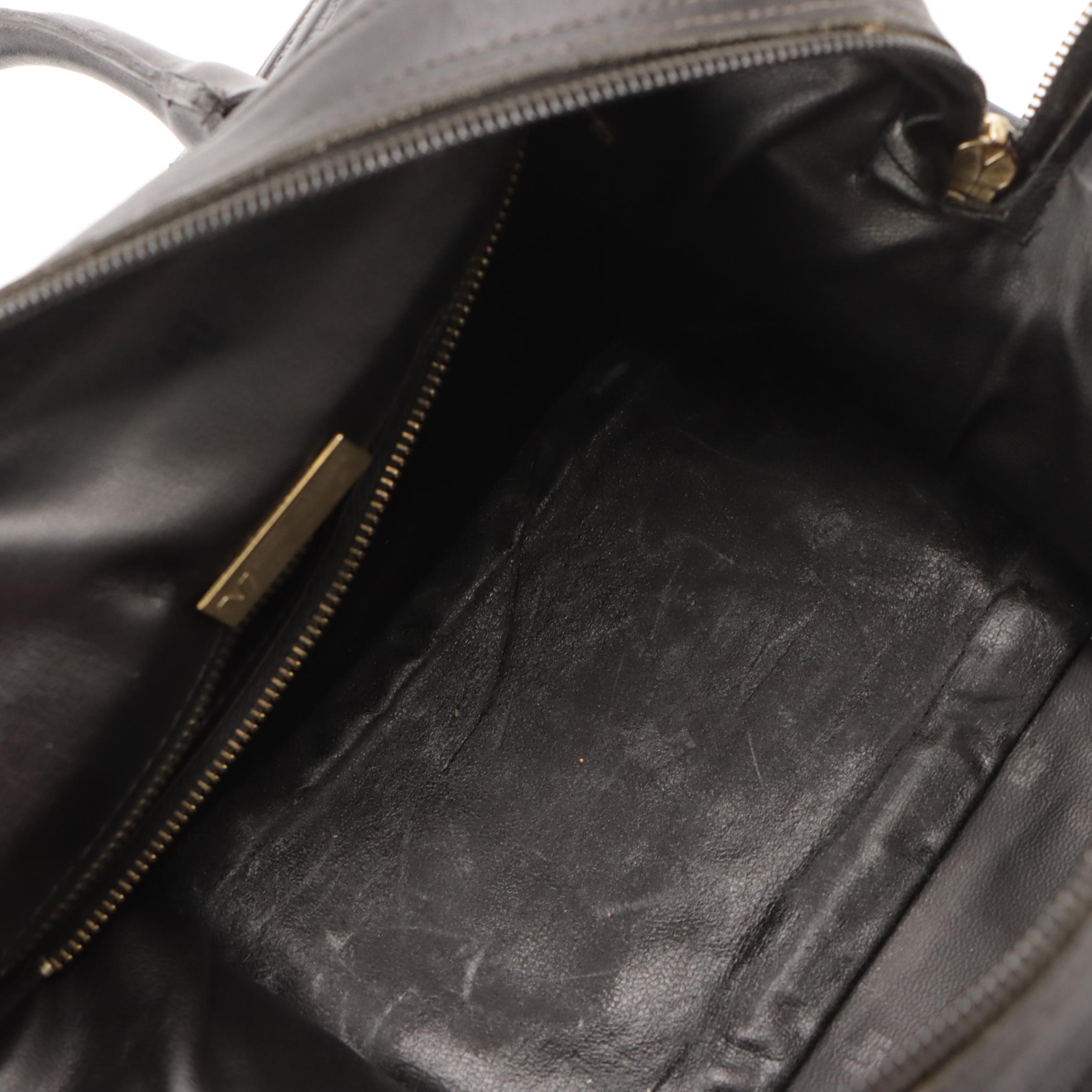Mario Valentino Boston Bag in Black "Valentino" Embossed Leather