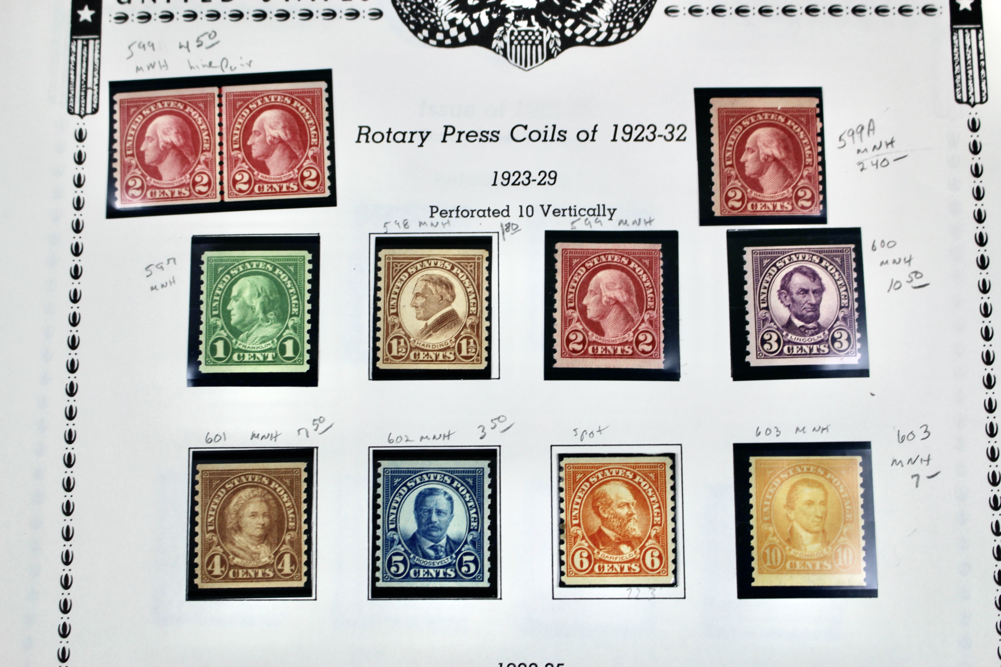 Mint and MNH U.S. Postage Stamp Collection, 1923 to 1934