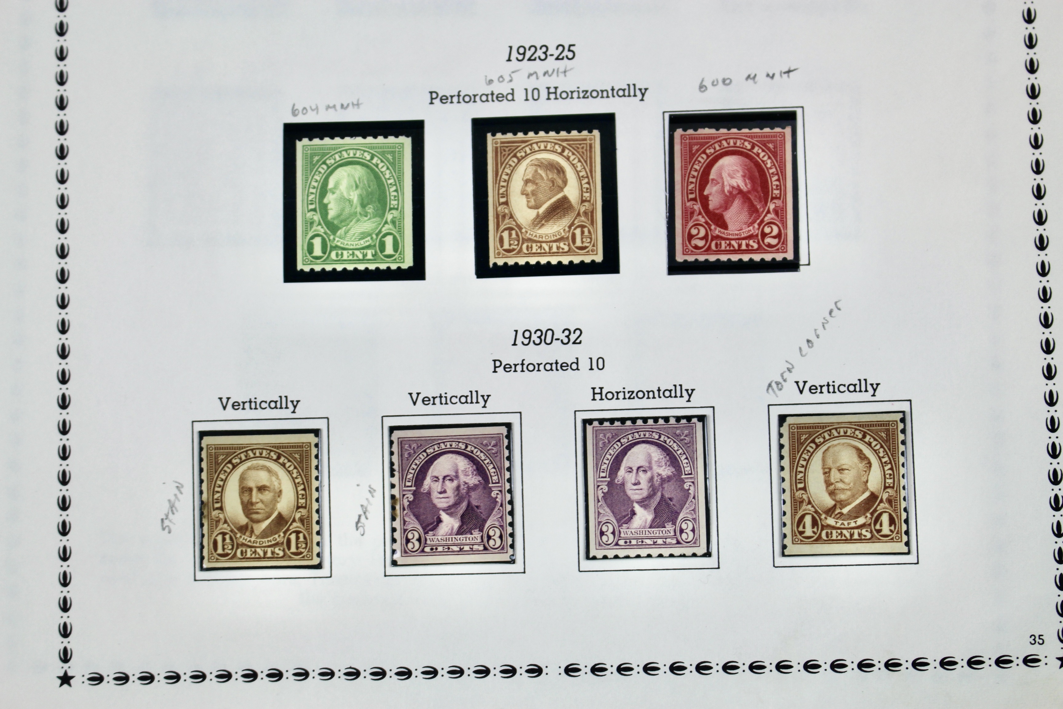Mint and MNH U.S. Postage Stamp Collection, 1923 to 1934