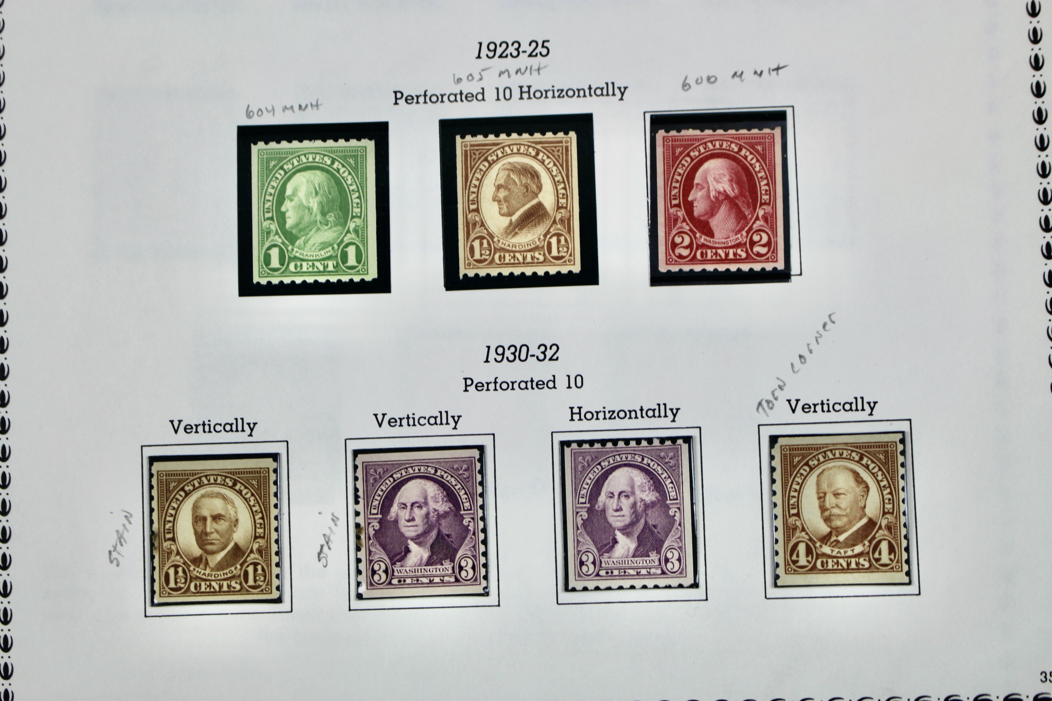 Mint and MNH U.S. Postage Stamp Collection, 1923 to 1934