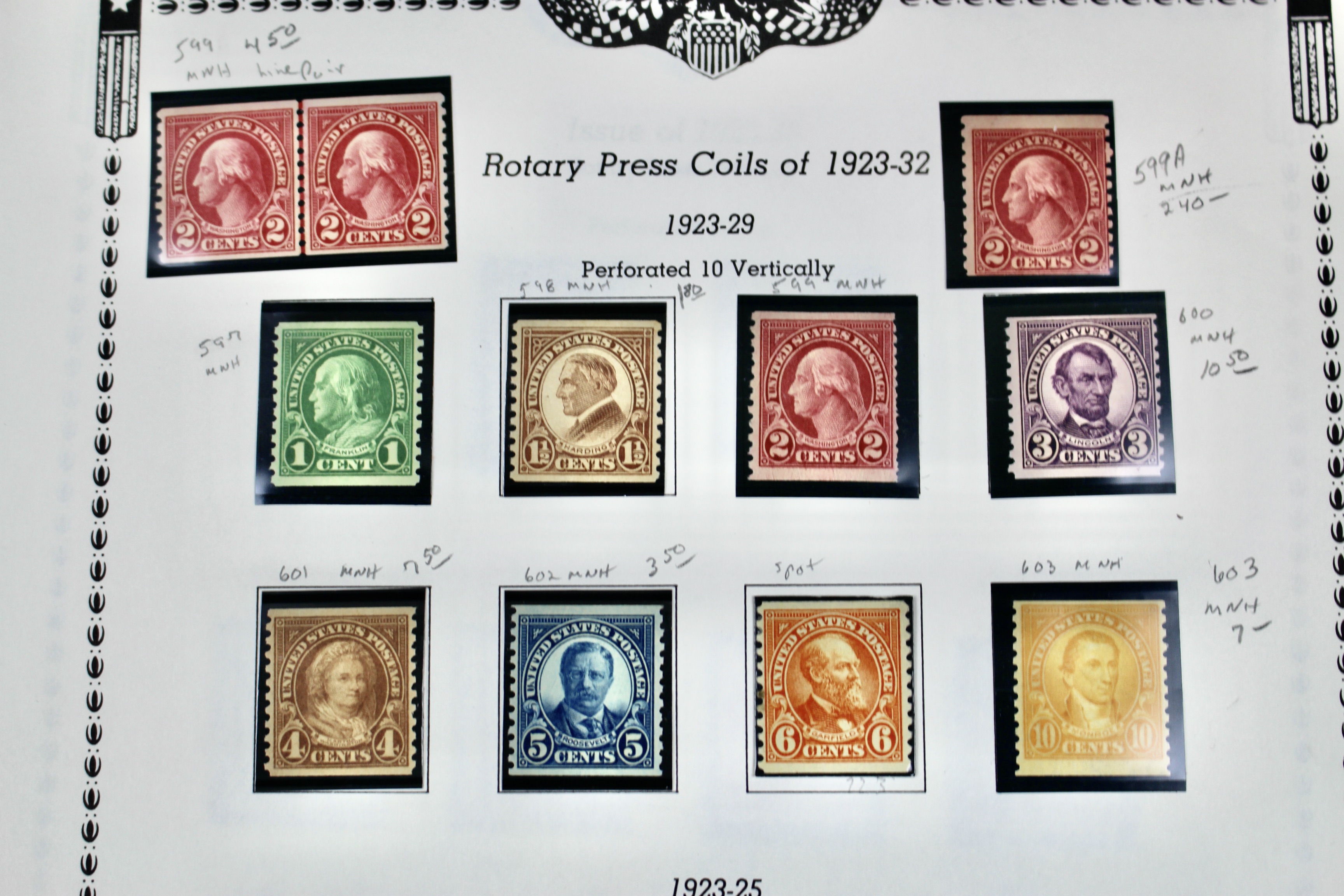 Mint and MNH U.S. Postage Stamp Collection, 1923 to 1934
