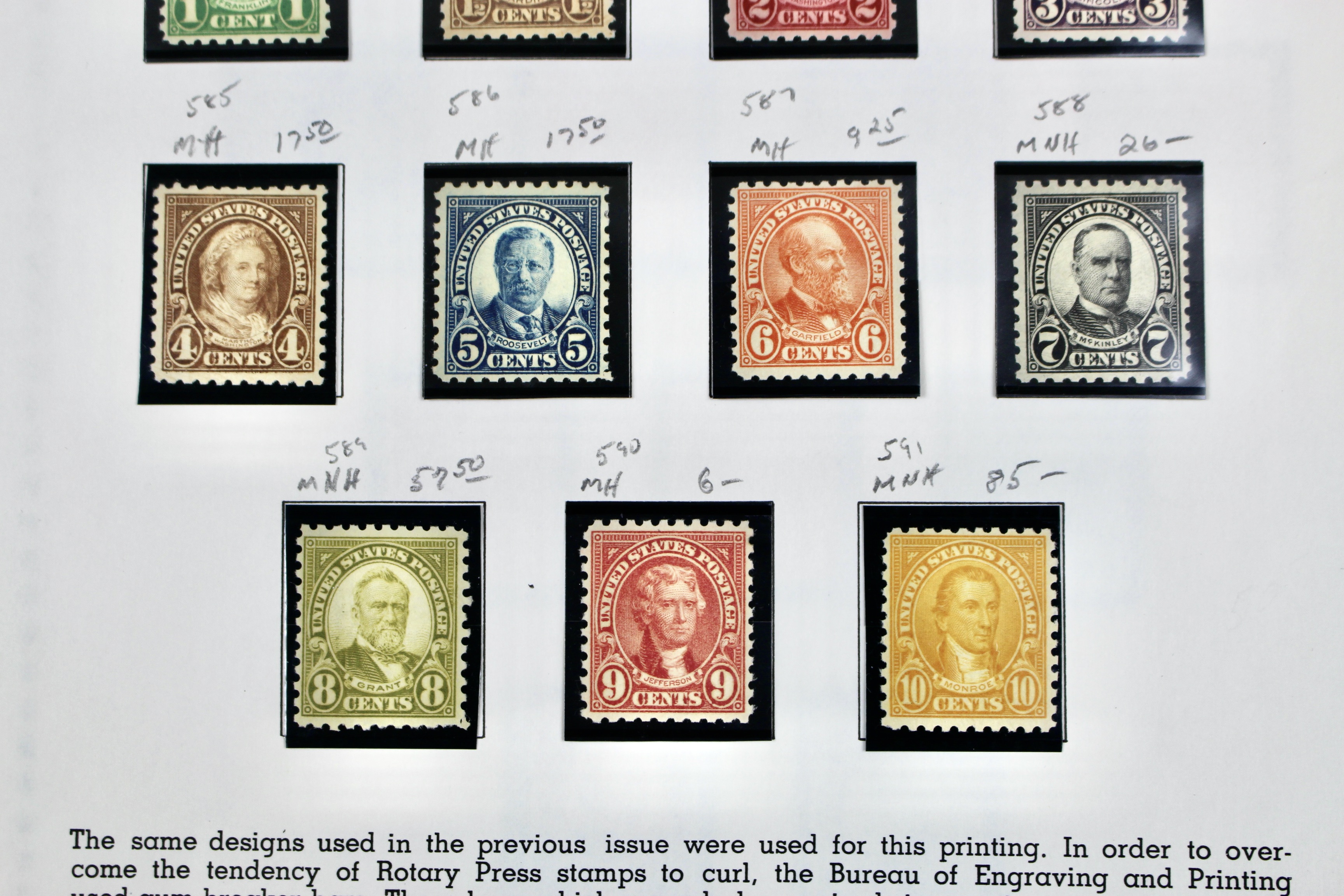 Mint and MNH U.S. Postage Stamp Collection, 1923 to 1934