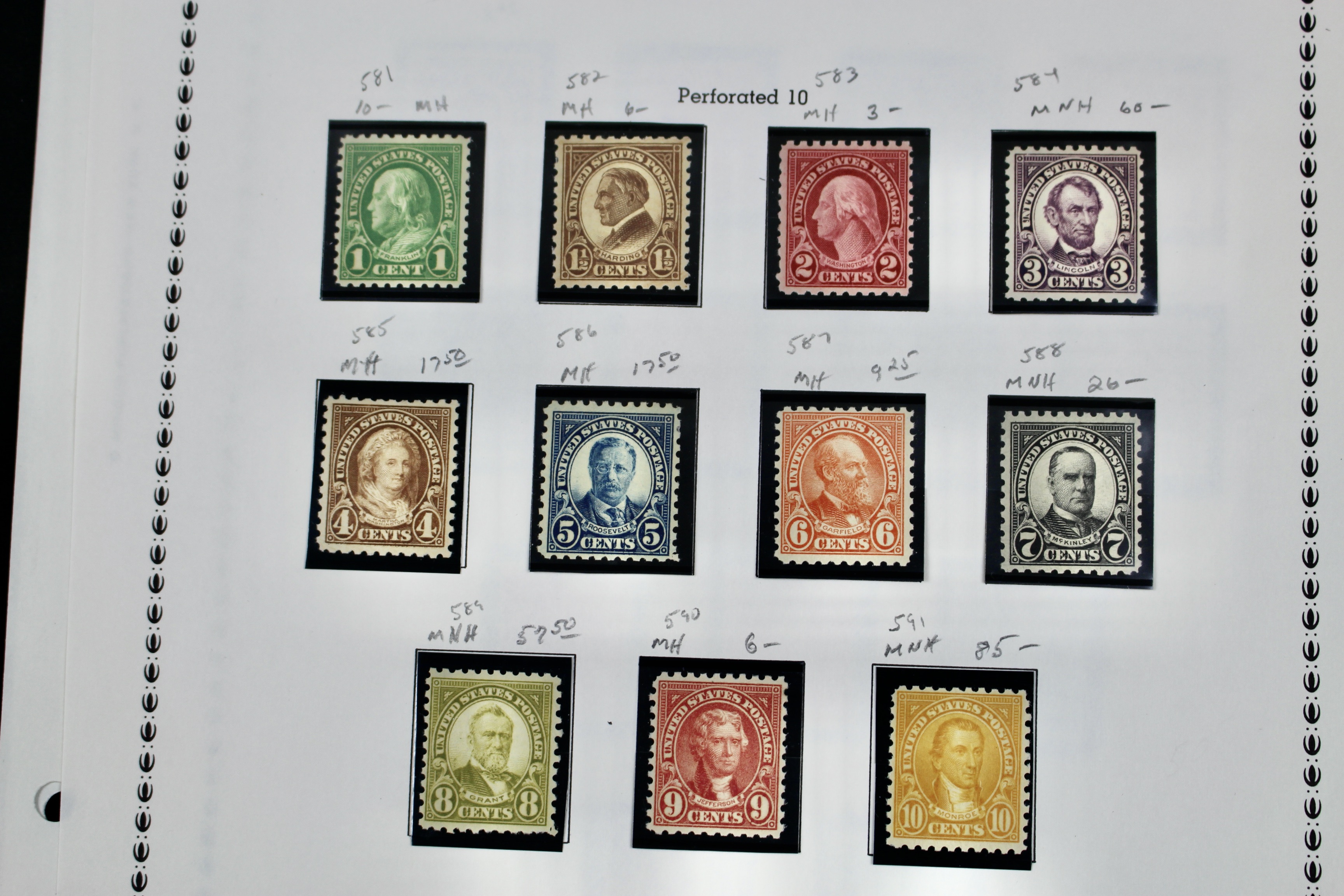Mint and MNH U.S. Postage Stamp Collection, 1923 to 1934