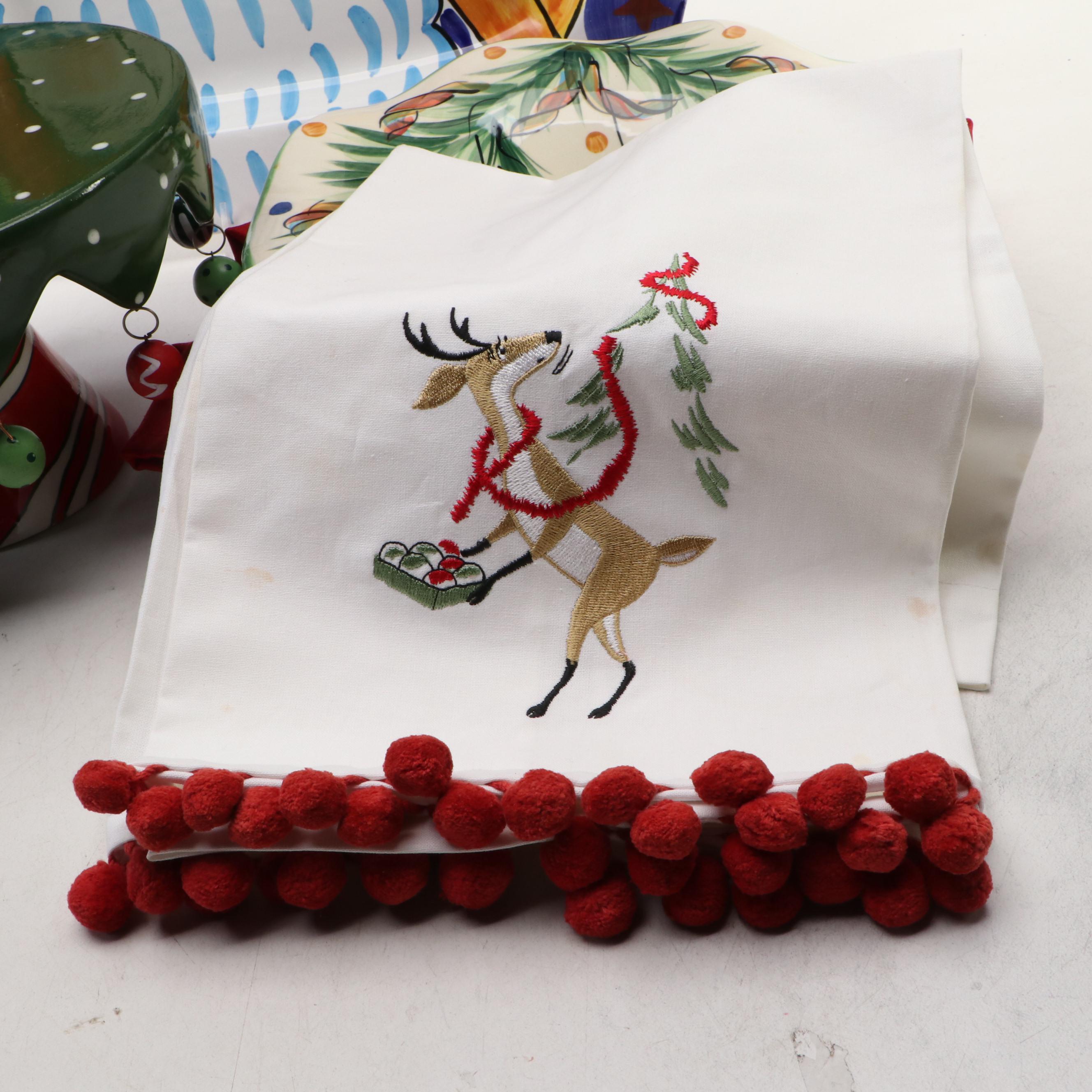 Italian Bellini Santa Claus Platter and Other Festive Ceramic Tableware