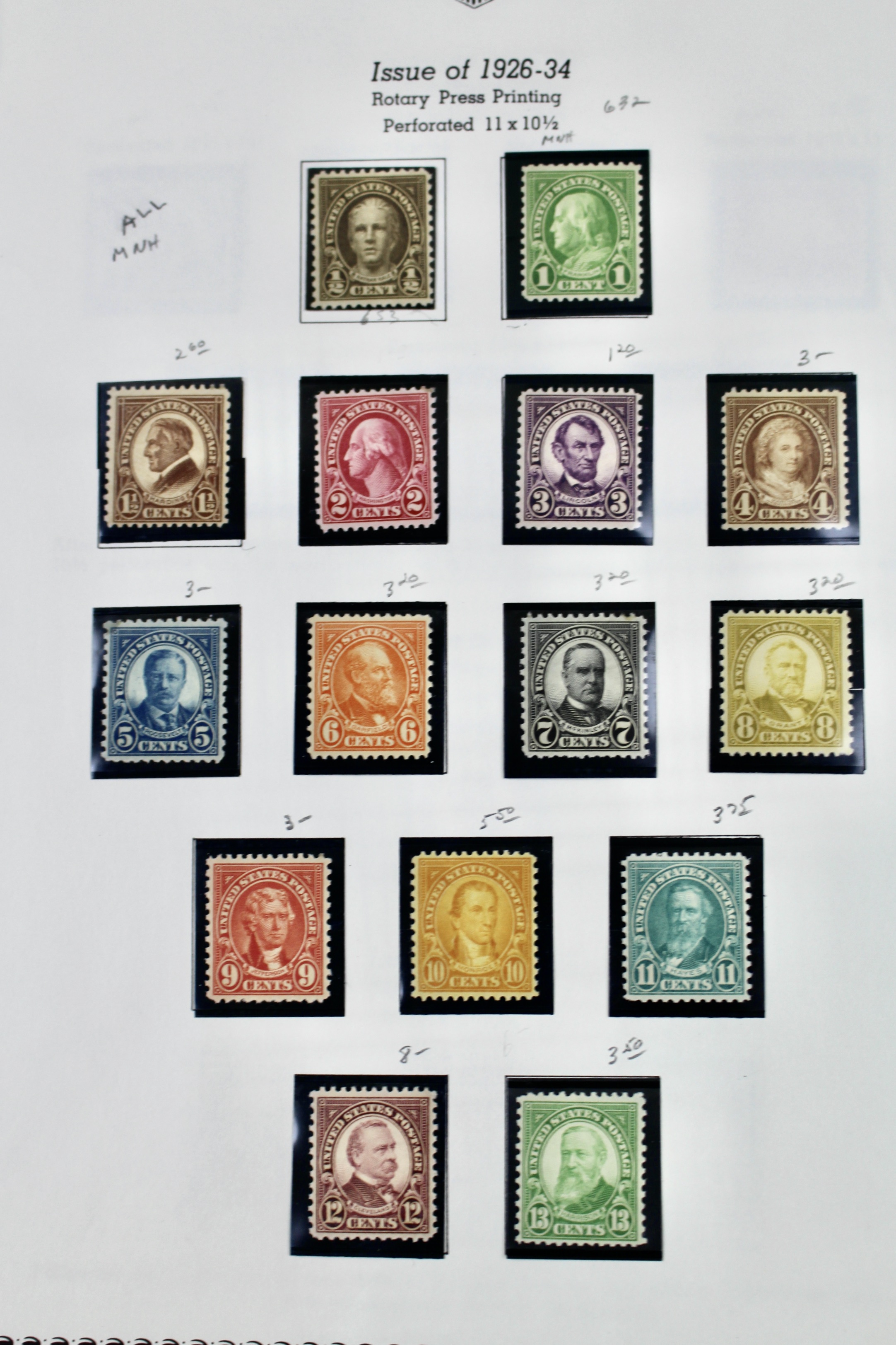 Mint and MNH U.S. Postage Stamp Collection, 1923 to 1934