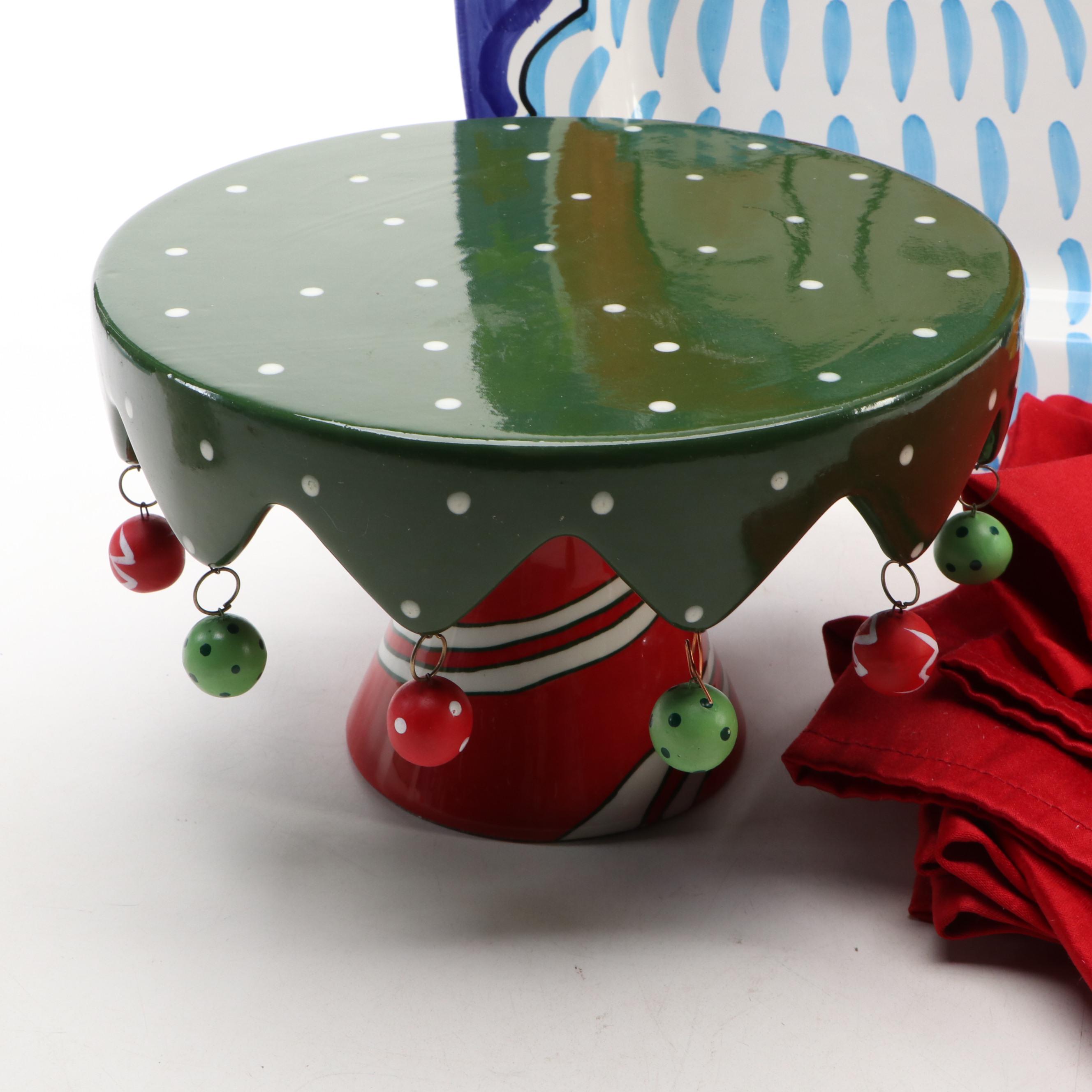 Italian Bellini Santa Claus Platter and Other Festive Ceramic Tableware