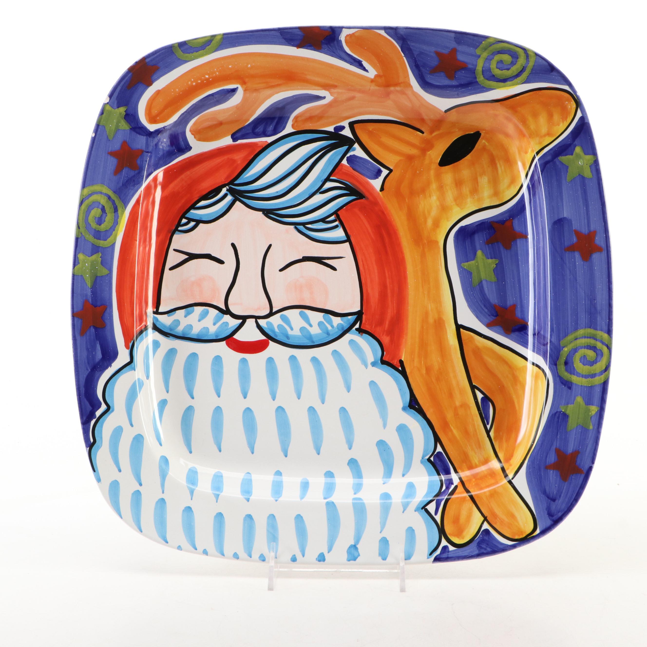 Italian Bellini Santa Claus Platter and Other Festive Ceramic Tableware