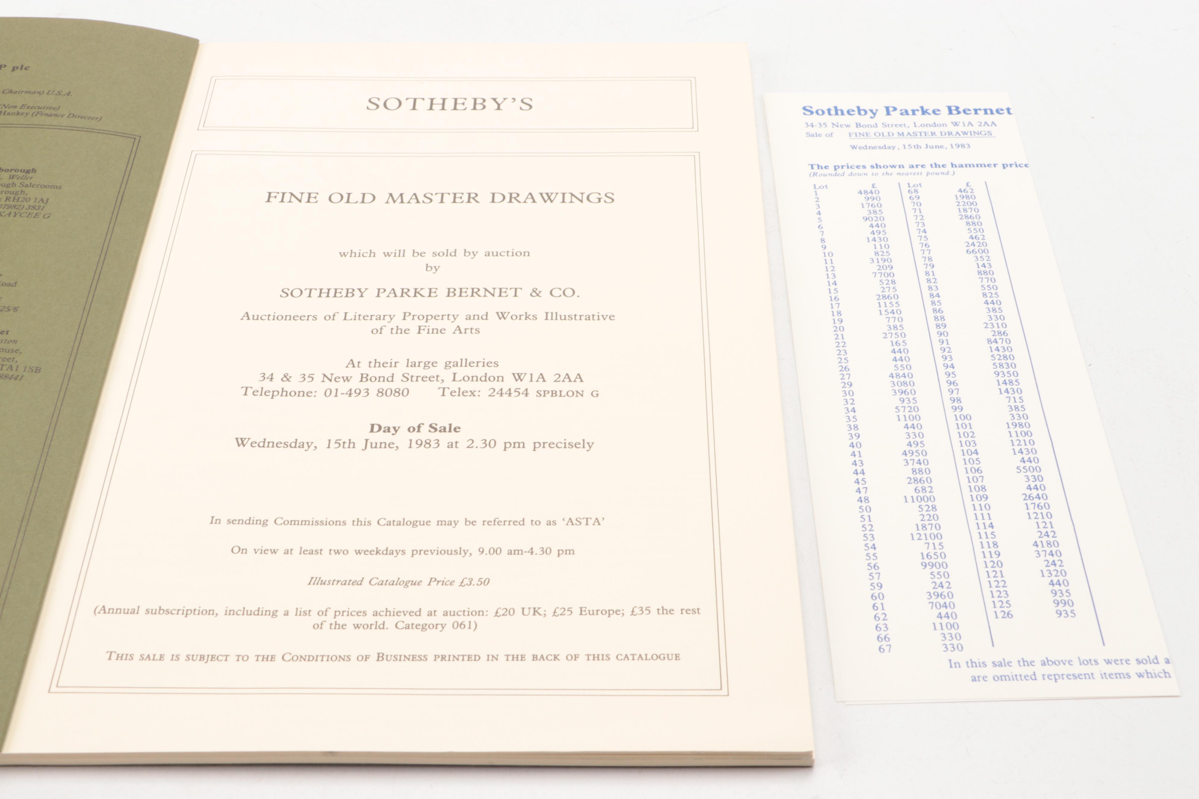 Sotheby's and Christie's Drawings and More Auction Catalogs, Late 20th C.
