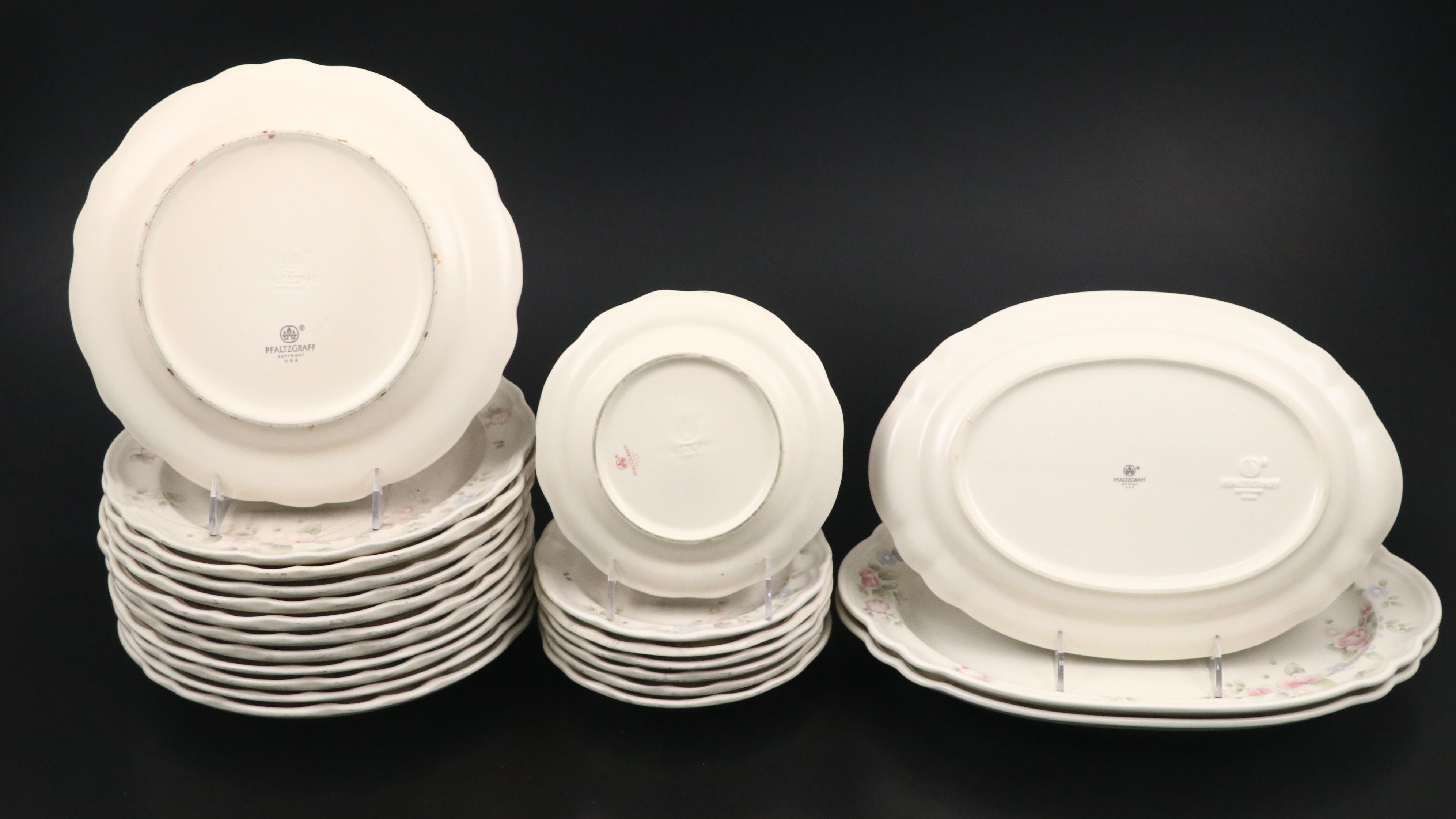 Pflatzgraff "Tea Rose" Ceramic, Glass, and Plastic Dinnerware with Fabric Cover