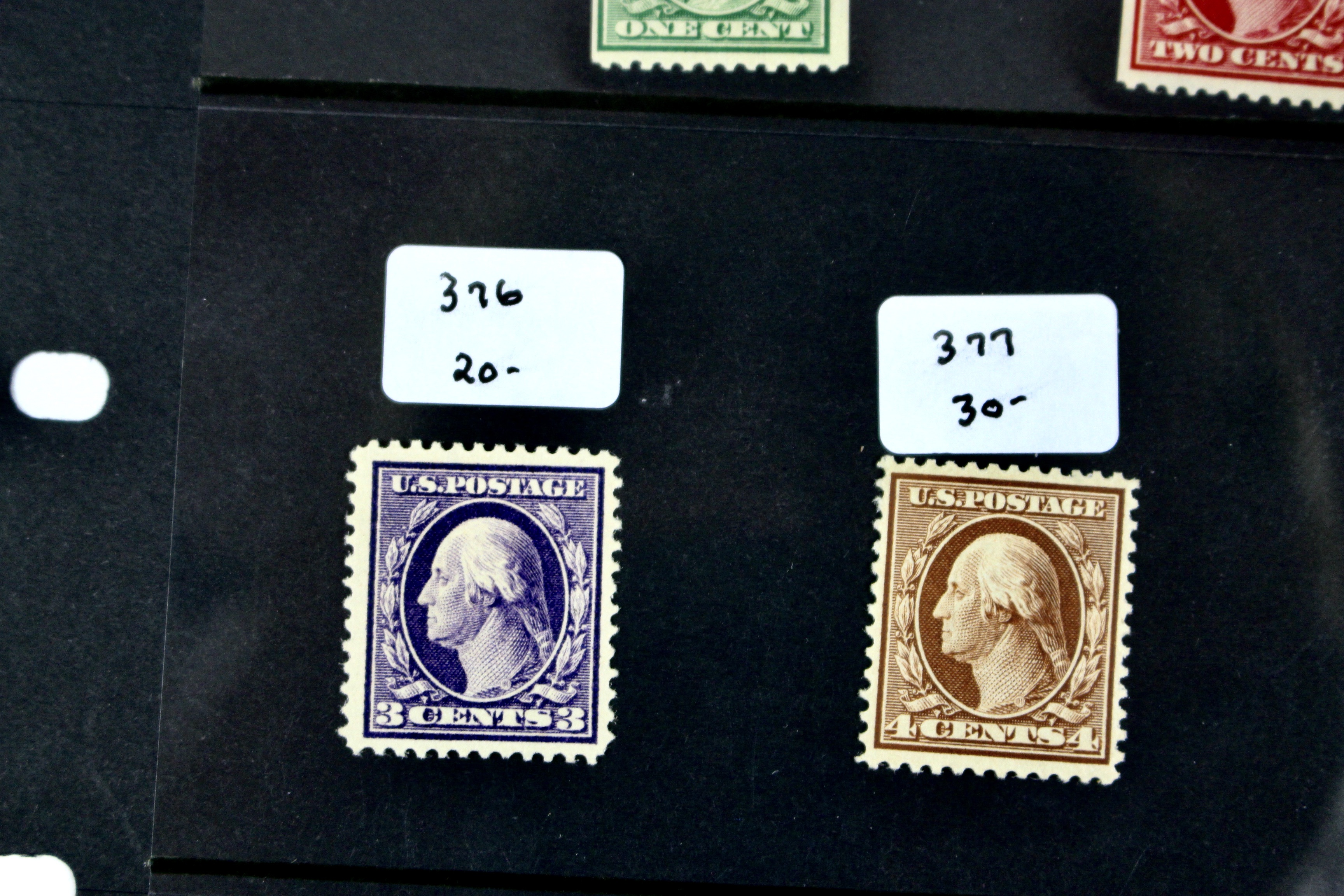 Twelve Mint Hinged Washington Franklin Postage Stamp Series, Scott 348 to 540