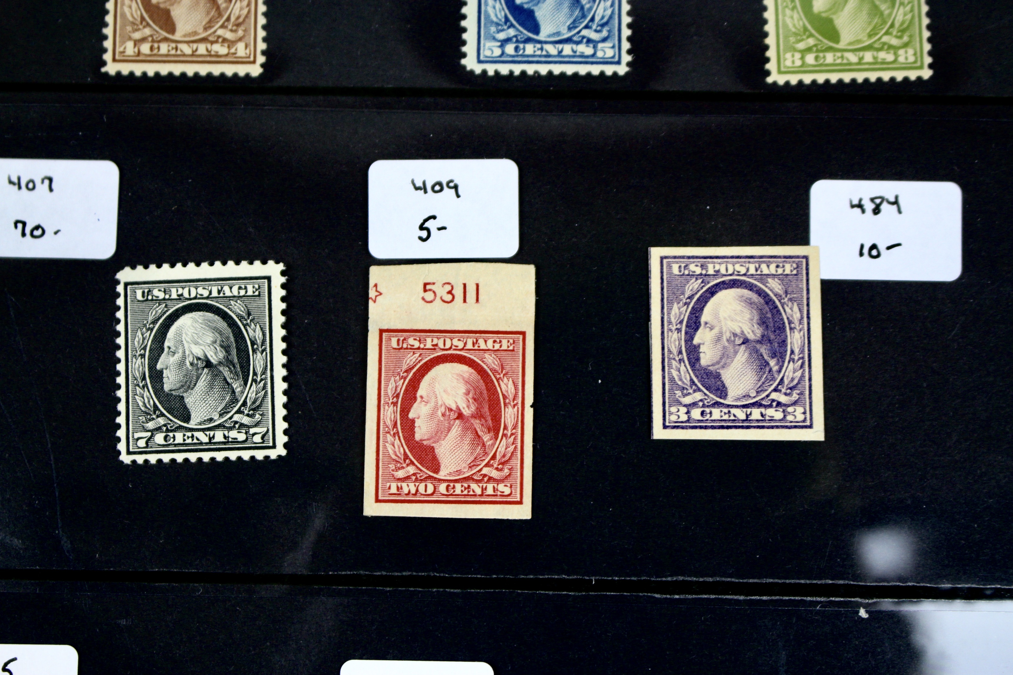 Twelve Mint Hinged Washington Franklin Postage Stamp Series, Scott 348 to 540