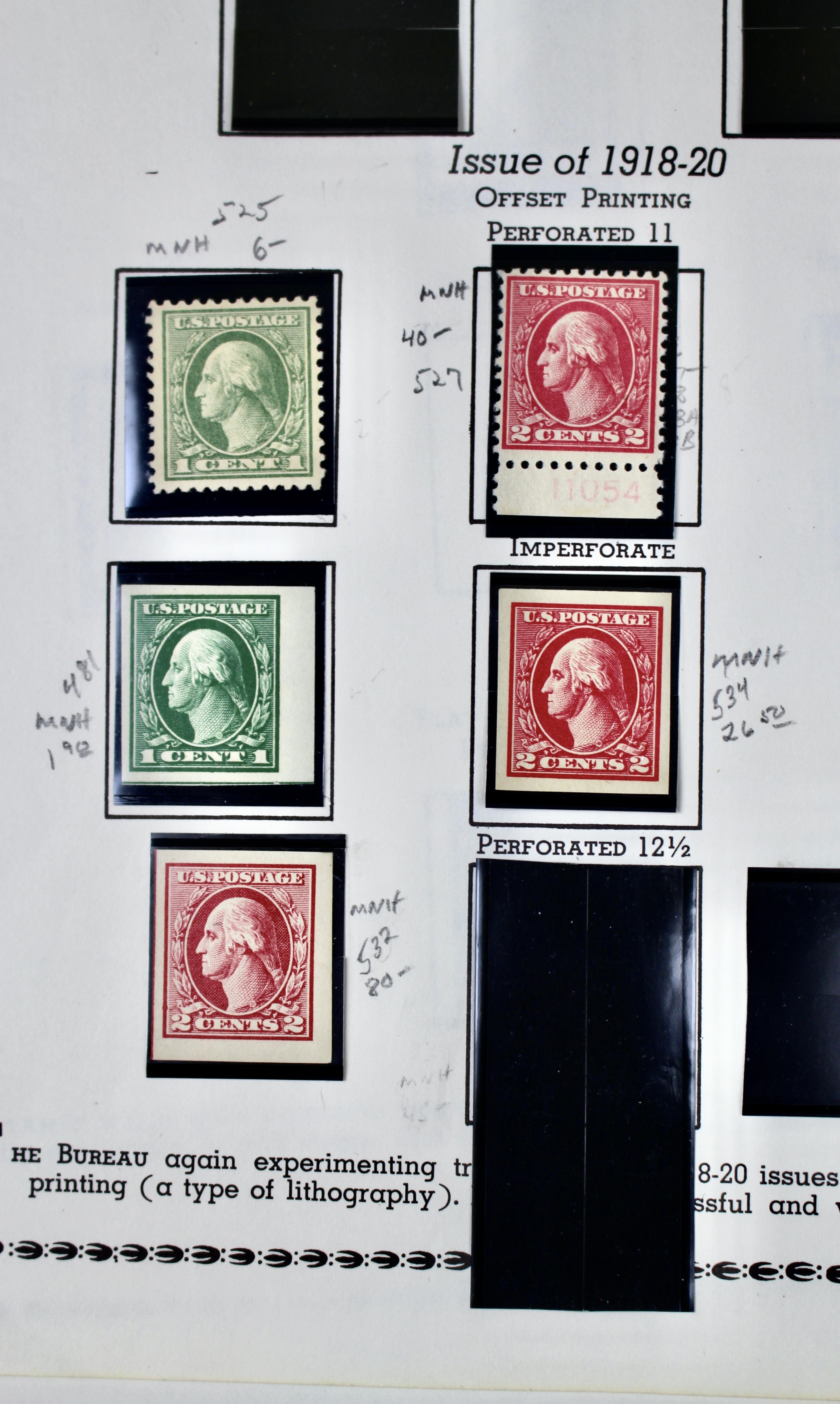 Twenty-Nine MNH Washington Franklin U.S. Postage Stamps, 1911 to 1921