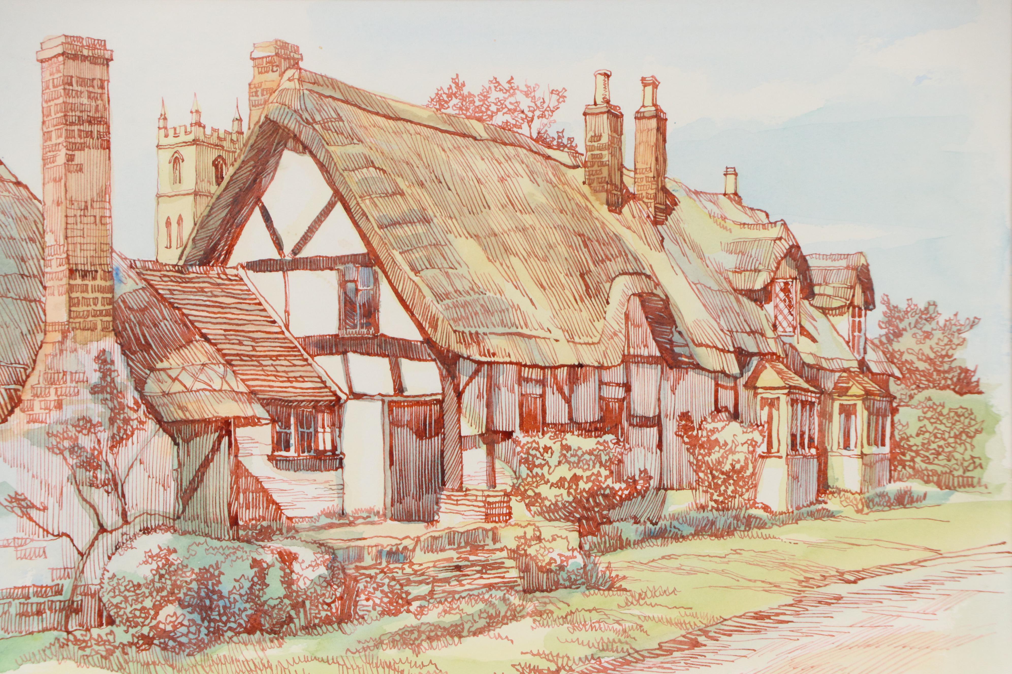 Clive Kidder Watercolor "Welford-on-Avon," 1973