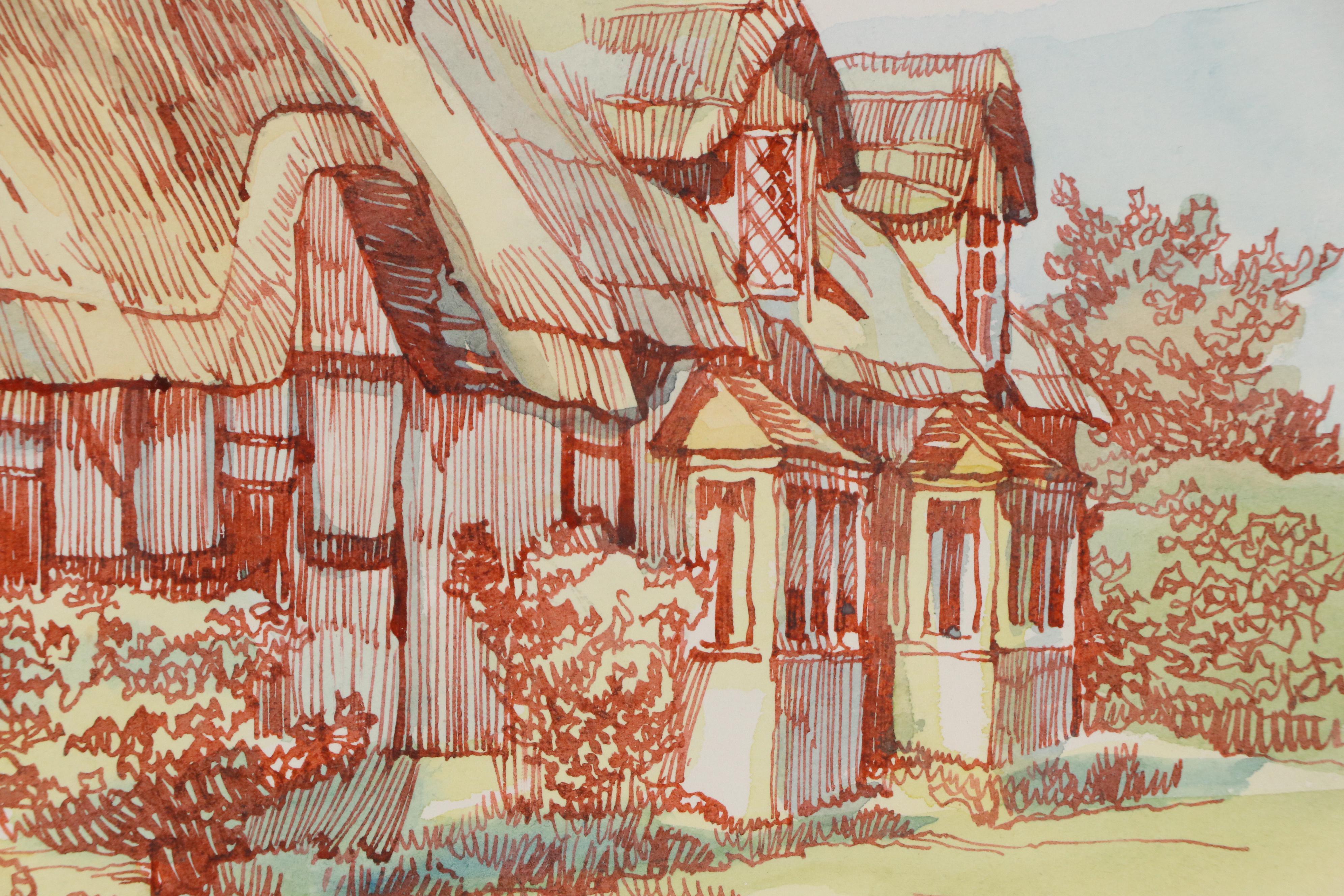 Clive Kidder Watercolor "Welford-on-Avon," 1973