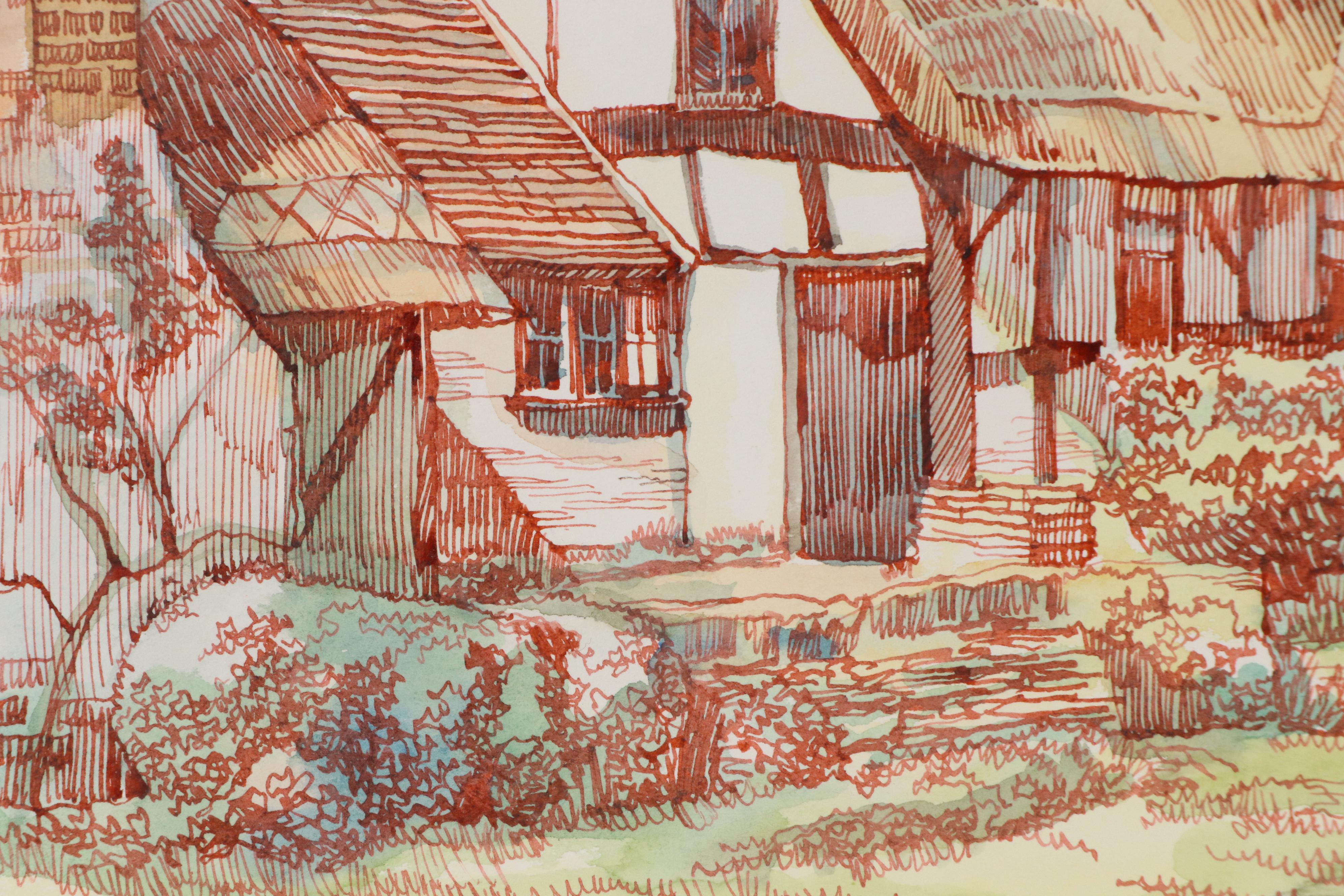 Clive Kidder Watercolor "Welford-on-Avon," 1973