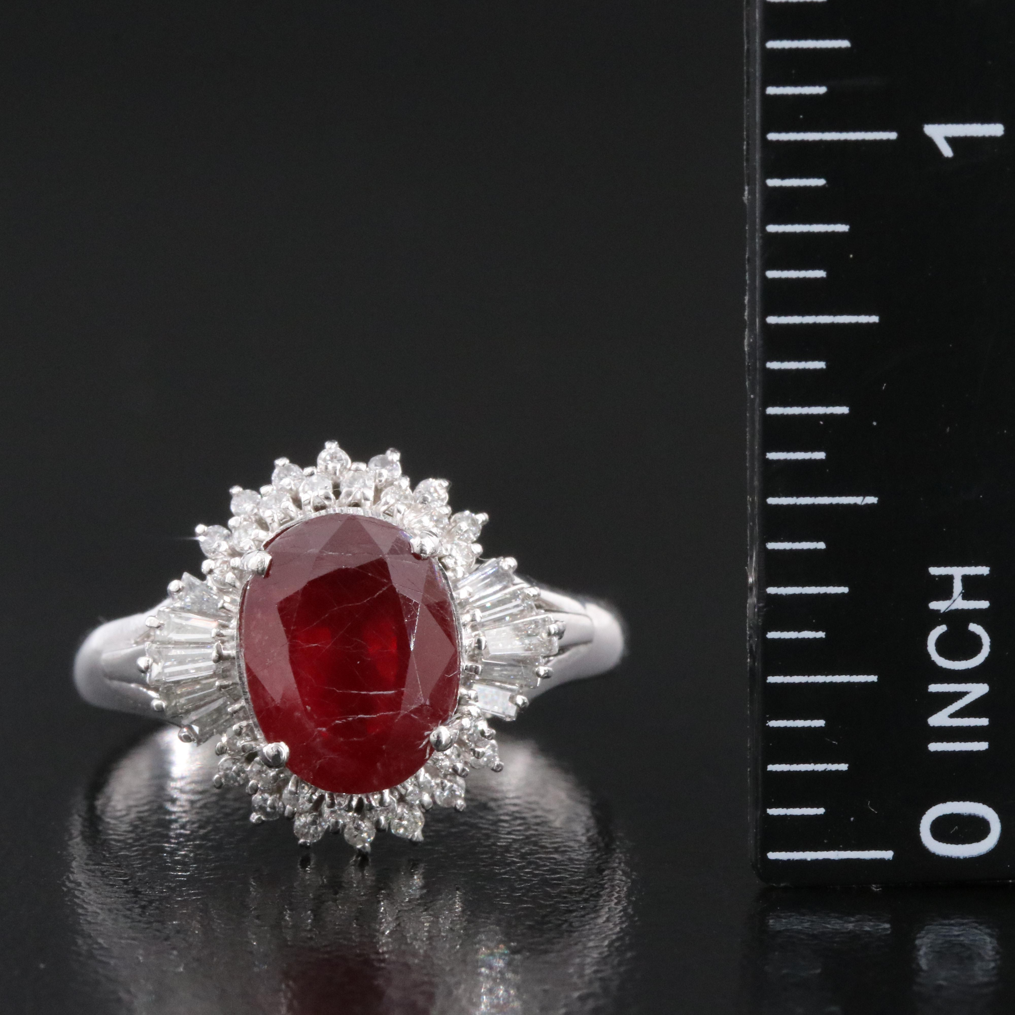 Platinum Filled Corundum and Diamond Ballerina Ring