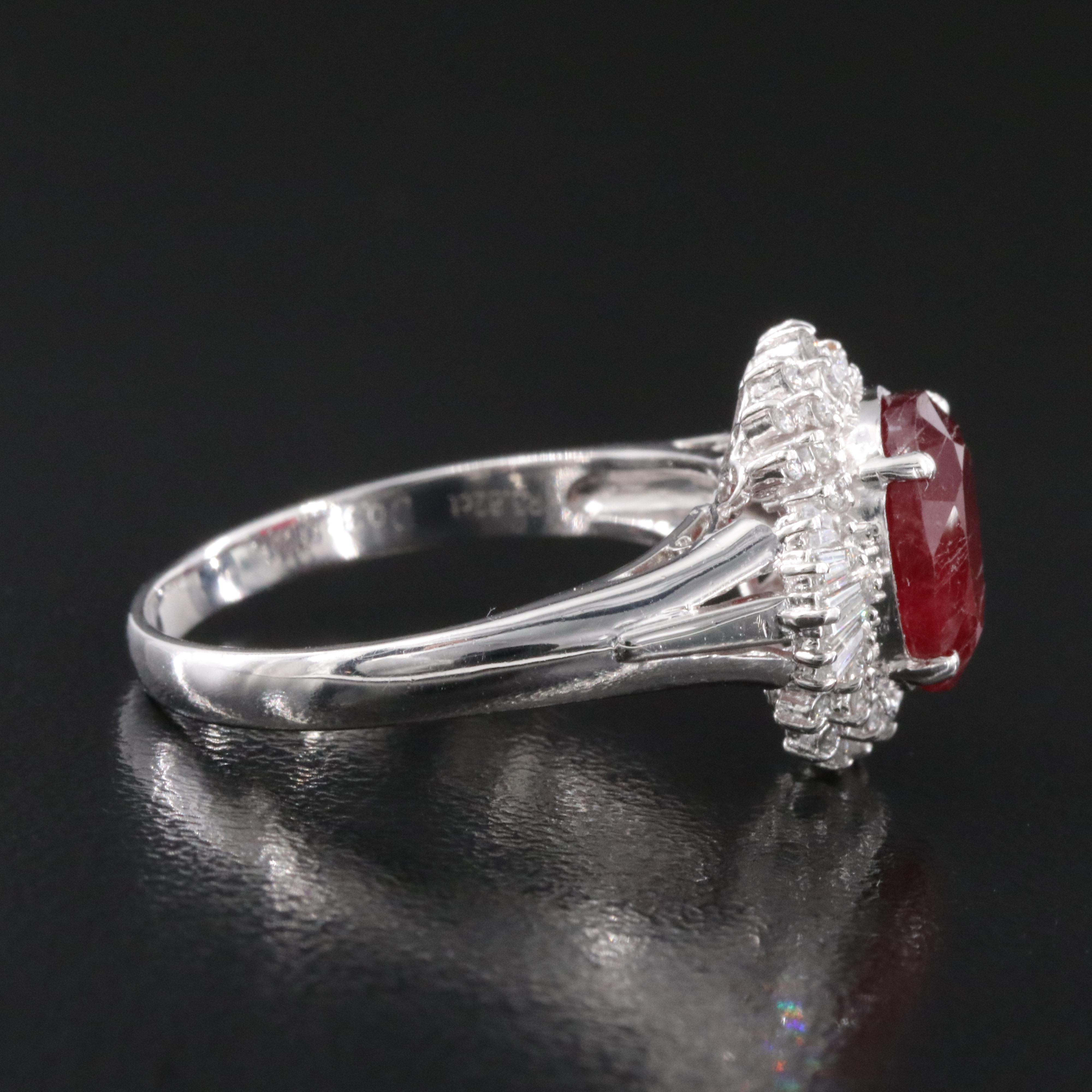 Platinum Filled Corundum and Diamond Ballerina Ring