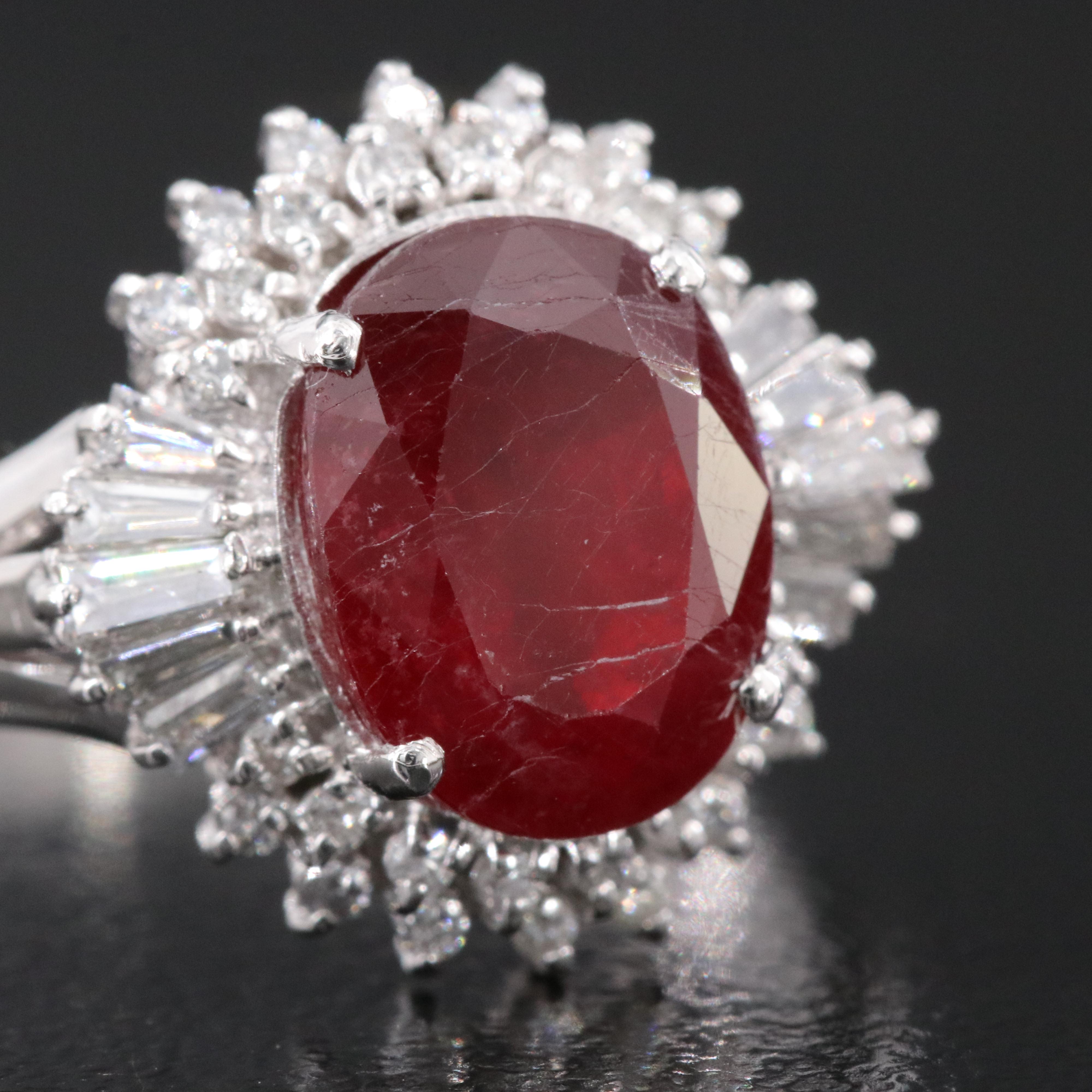 Platinum Filled Corundum and Diamond Ballerina Ring