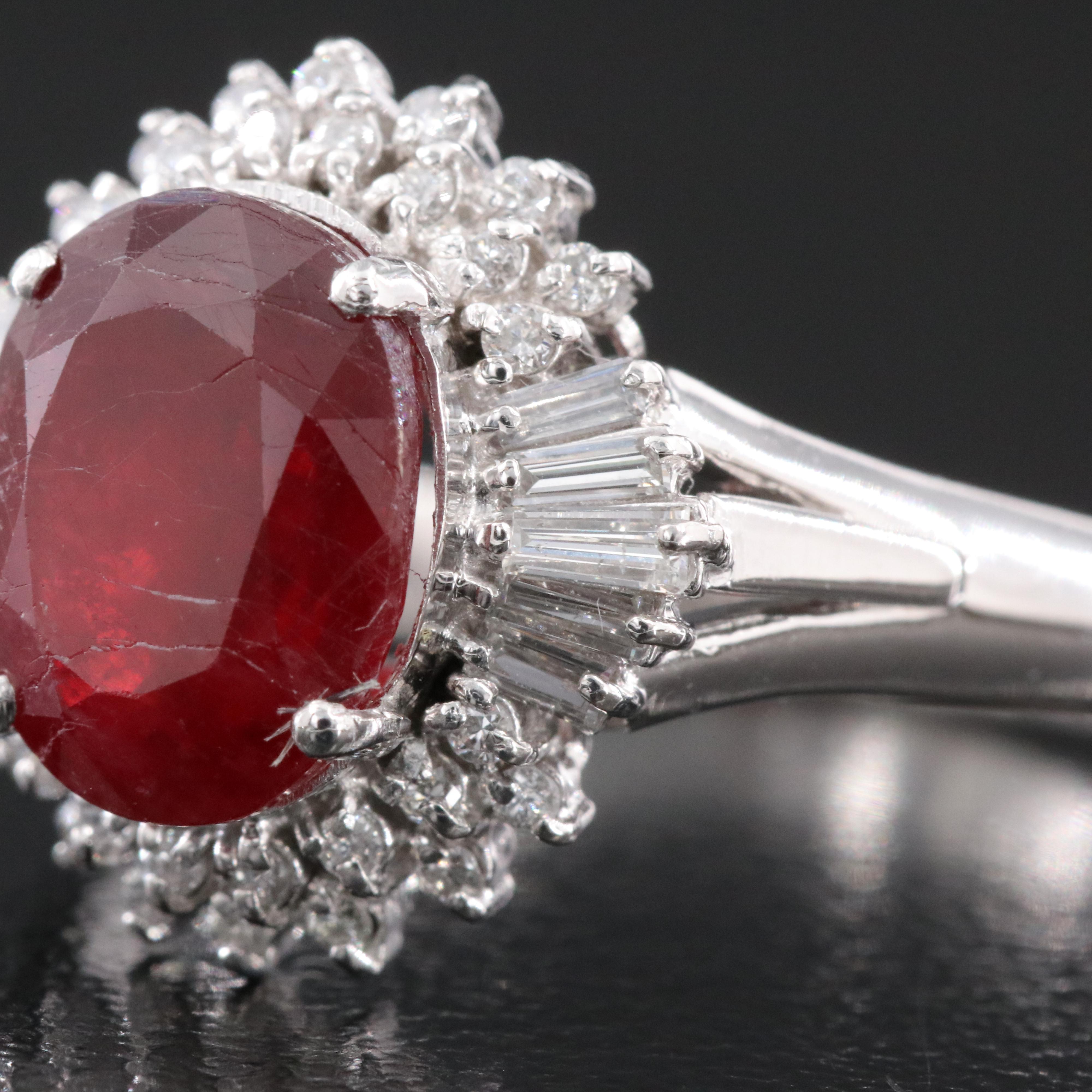 Platinum Filled Corundum and Diamond Ballerina Ring