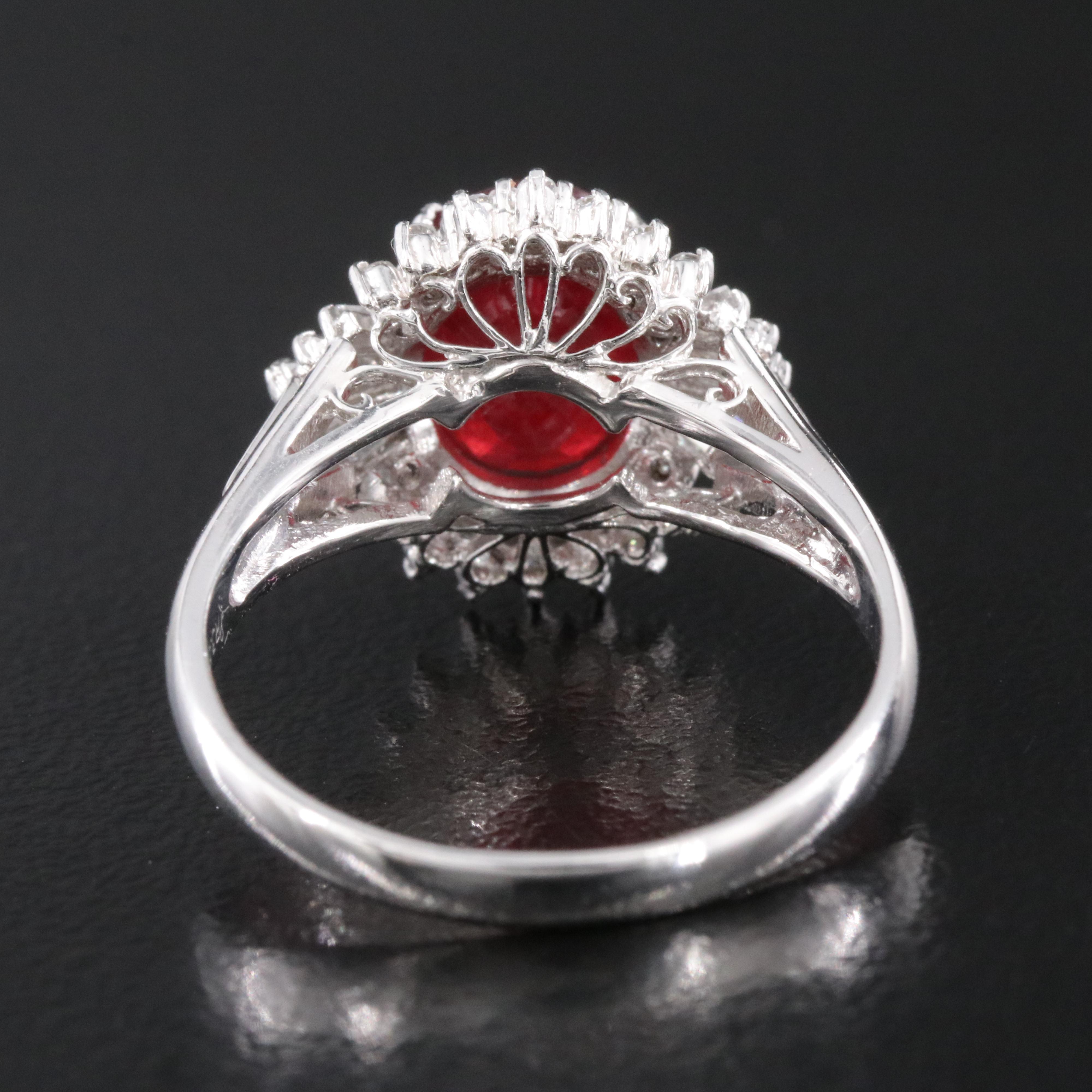 Platinum Filled Corundum and Diamond Ballerina Ring