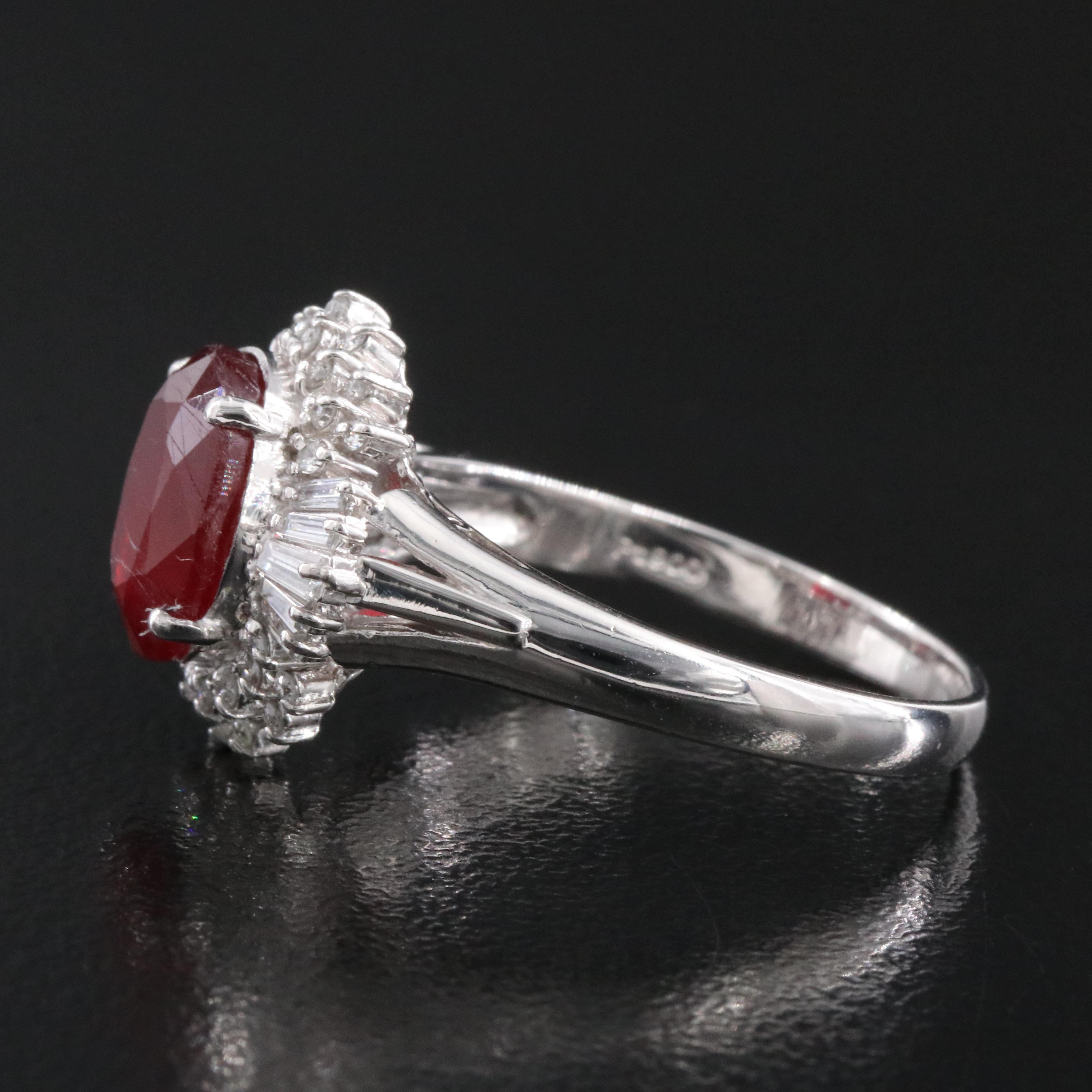 Platinum Filled Corundum and Diamond Ballerina Ring