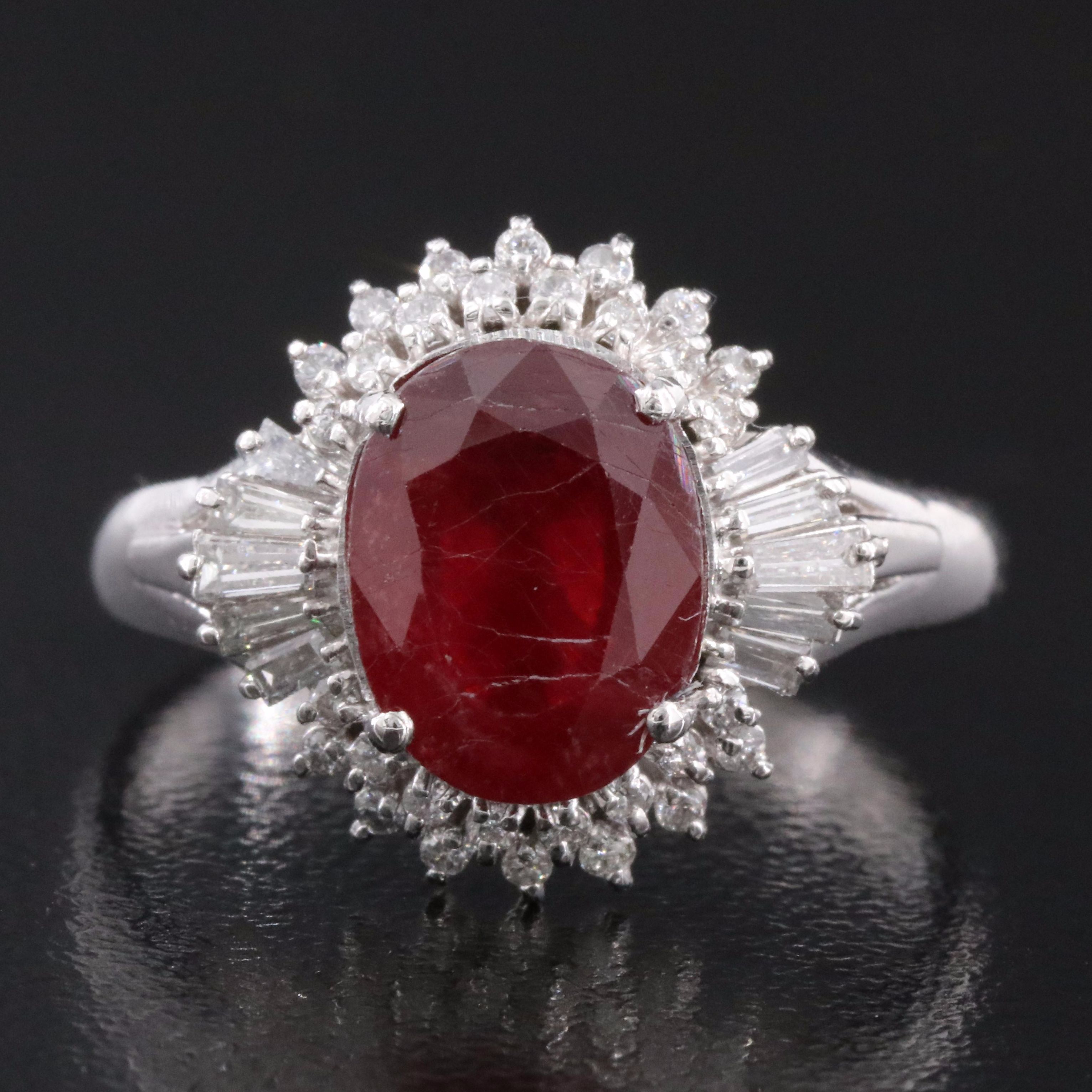 Platinum Filled Corundum and Diamond Ballerina Ring