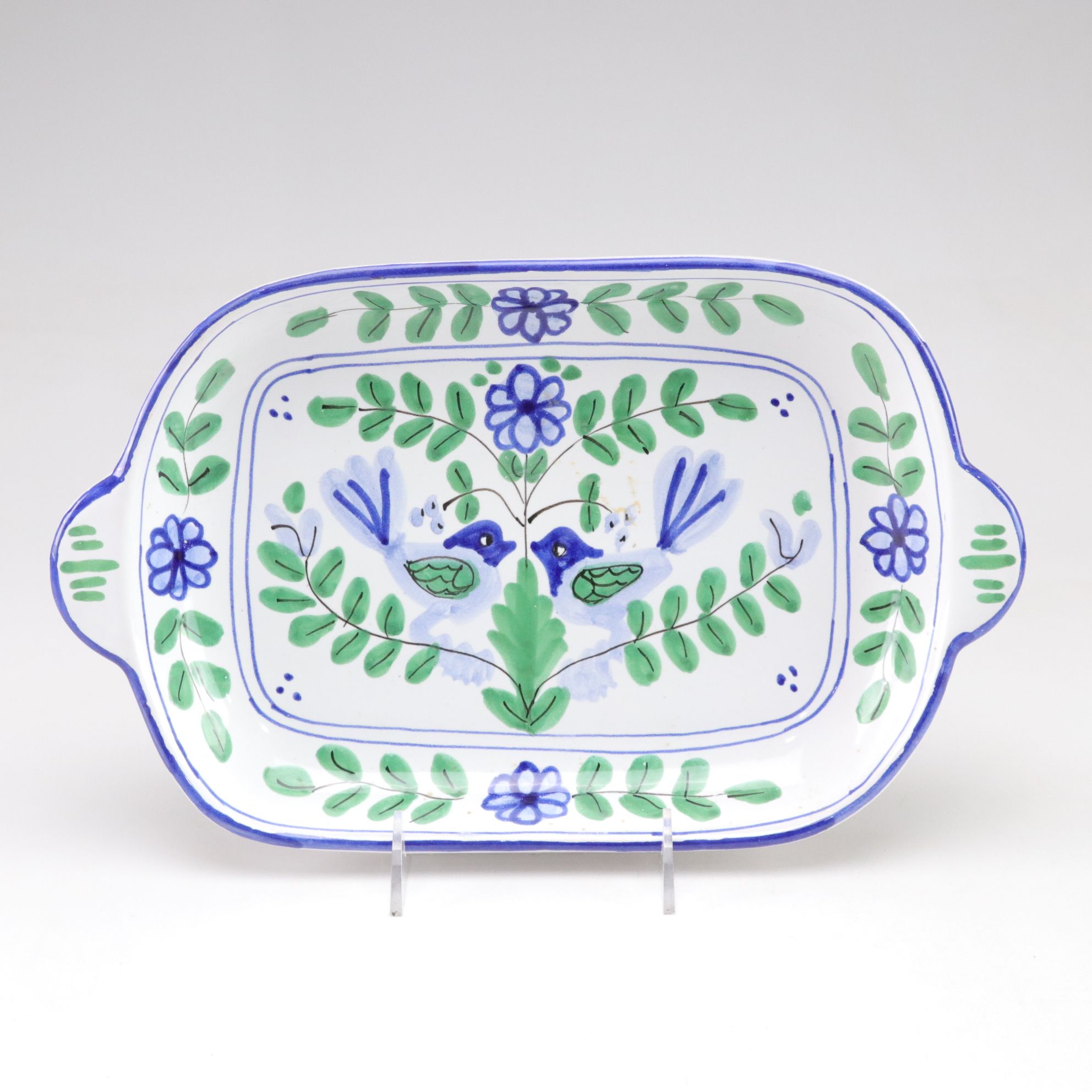 Hand-Painted Floral Motif Tray, Plate & Lidded Box